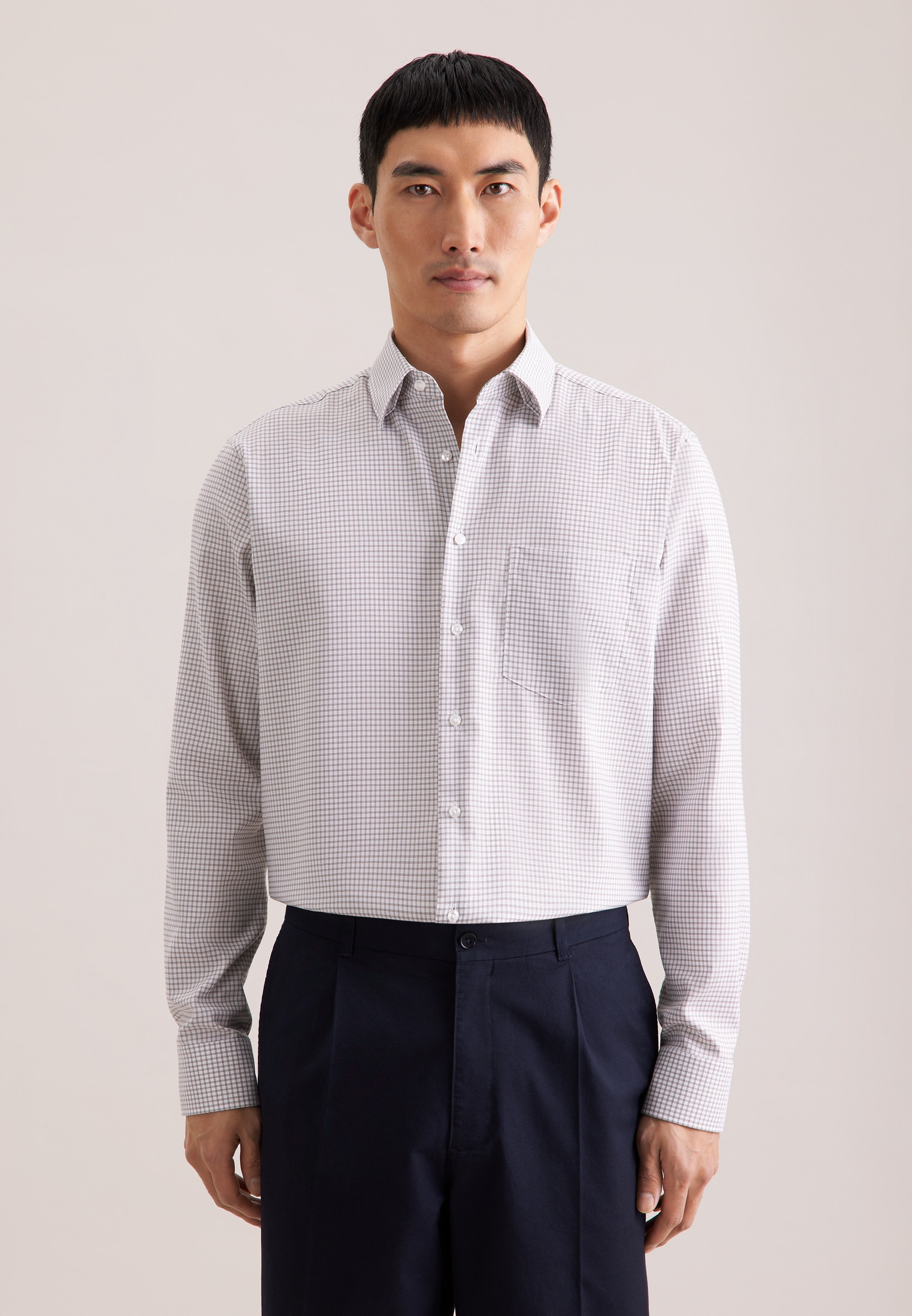 seidensticker Businesshemd "Schwarze Rose" Comfort 1/1 Covered-Button-Down-Kragen Karo