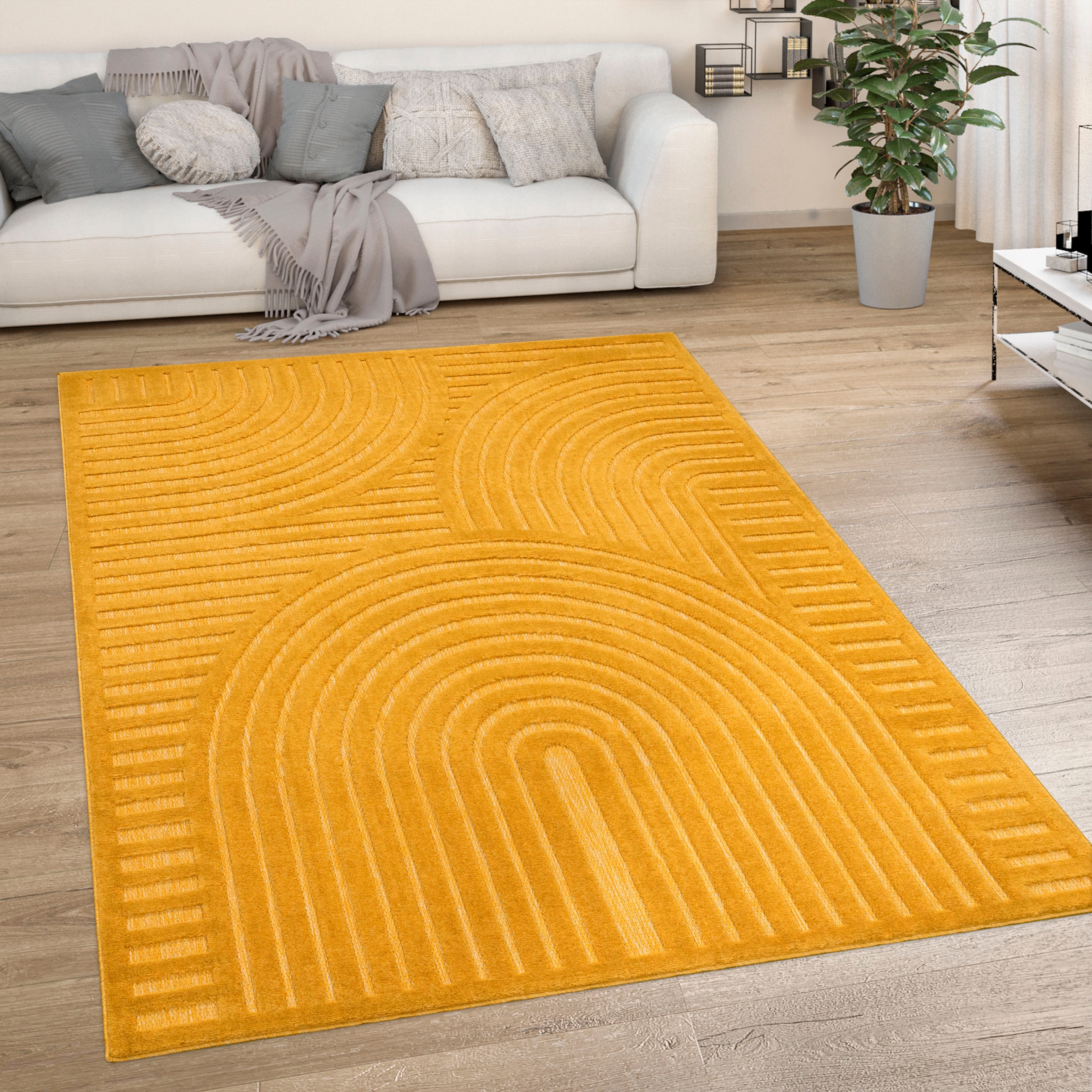 Paco Home Teppich auf | 674«, Hoch-Tief-Effekt, Outdoor rechteckig, Uni BAUR Scandi-Look, »Livorno Farben, geeignet Rechnung moderner