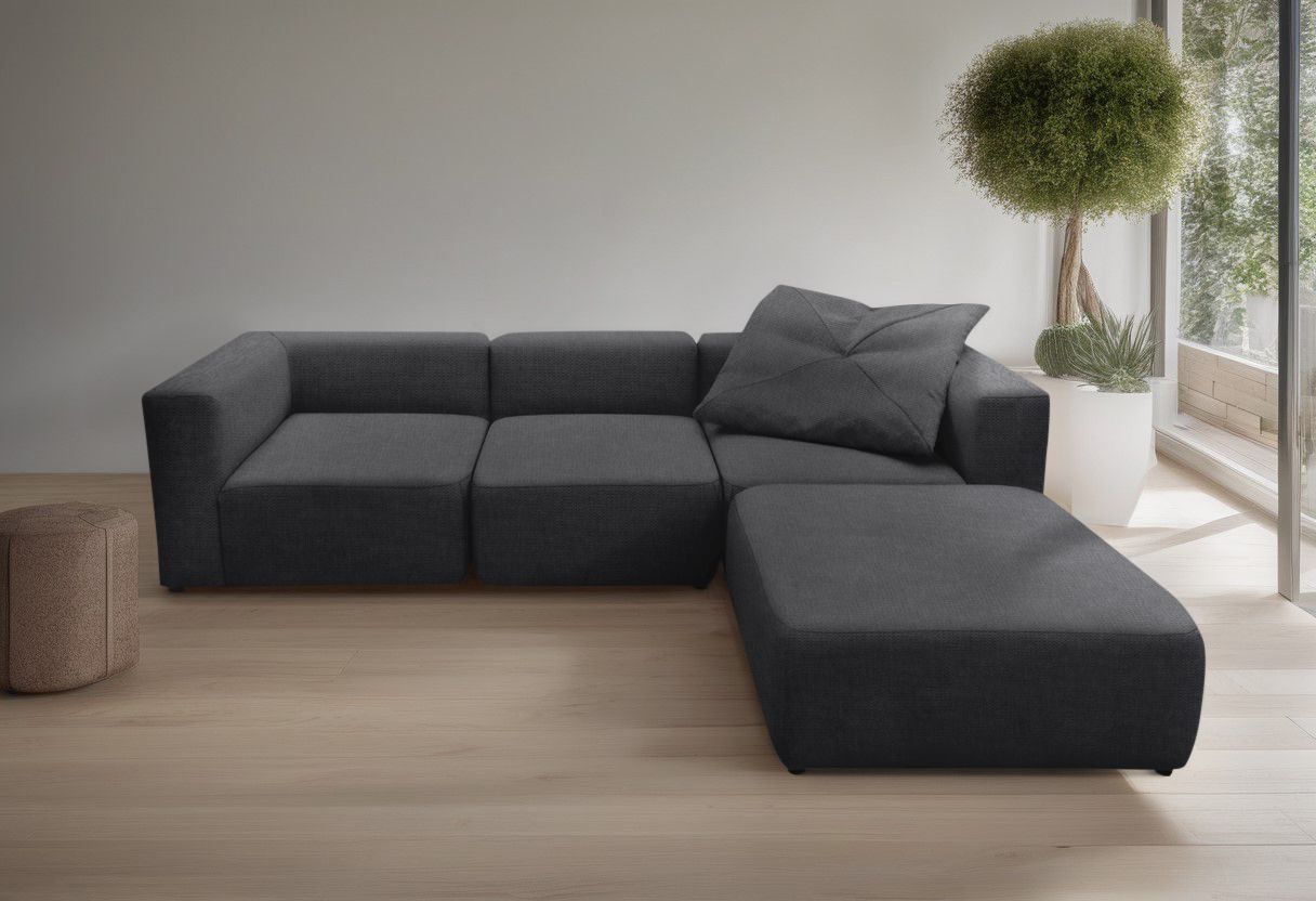 Home affaire 3-Sitzer "Utvik kann individuell zusammengestellt werden" Modulsofa, bestehend aus 2 Eck-, 1 Mittelelement und 1 Hocker
