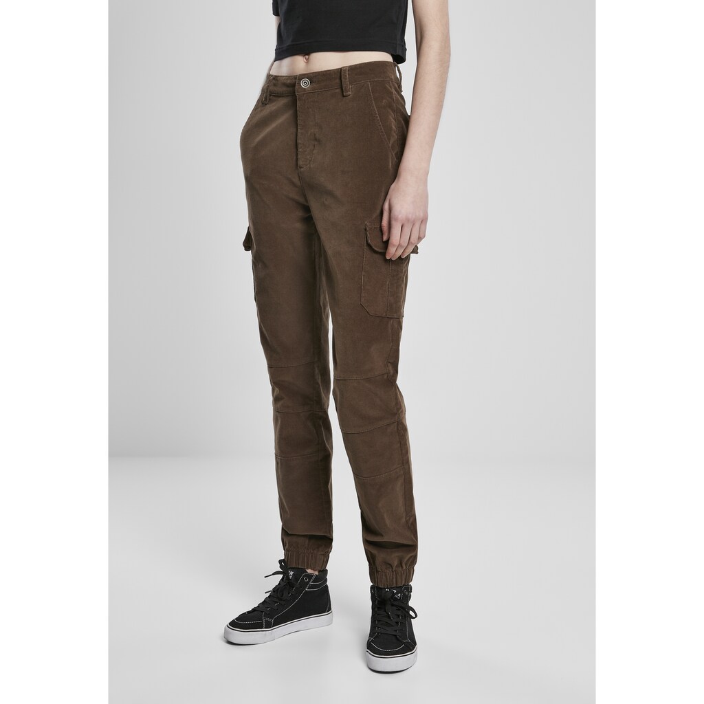 URBAN CLASSICS Cargohose »Damen Ladies High Waist Cargo Corduroy Pants«, (1 tlg.)