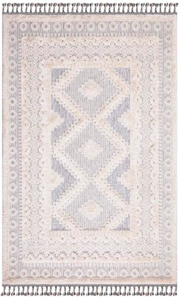 Carpet City Hochflor-Teppich »Valencia 730«, rechteckig, 20 mm Höhe, Läufer, Boho-Stil, 3D-Effekt, Relief, Hoch-Tief-Struktur, mit Fransen
