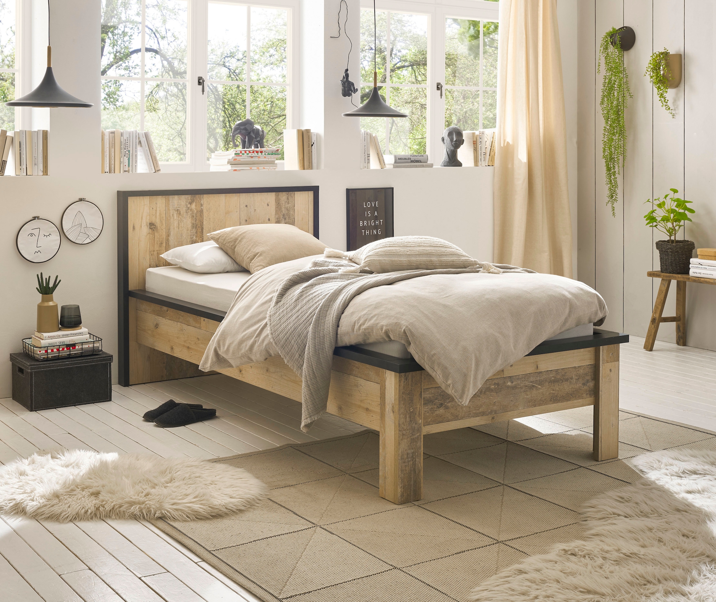 Home affaire "SHERWOOD Liegefläche 90/140 oder 180x200 cm" aus FSC-zertifiziertem Holzwerkstoff, rustikaler Landhausstil