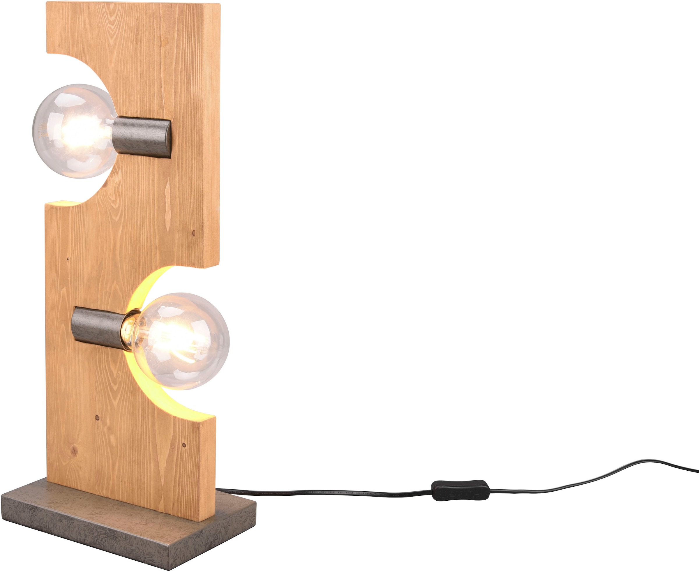 exkl. 10W, max flammig-flammig, Schnurschalter, Leuchten Tischleuchte BAUR naturbelassen 2 »Tailor«, 2xE27 | Holz Schreibtischlampe TRIO