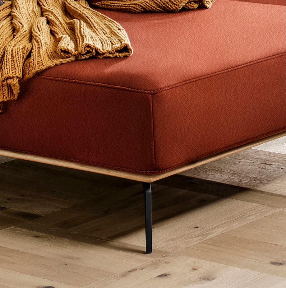 W.SCHILLIG Ecksofa »run, Designsofa mit tollem Sitzkomfort, bequem, L-Form«, mit Holzsockel, Füße in Schwarz pulverbeschichtet, Breite 279 cm