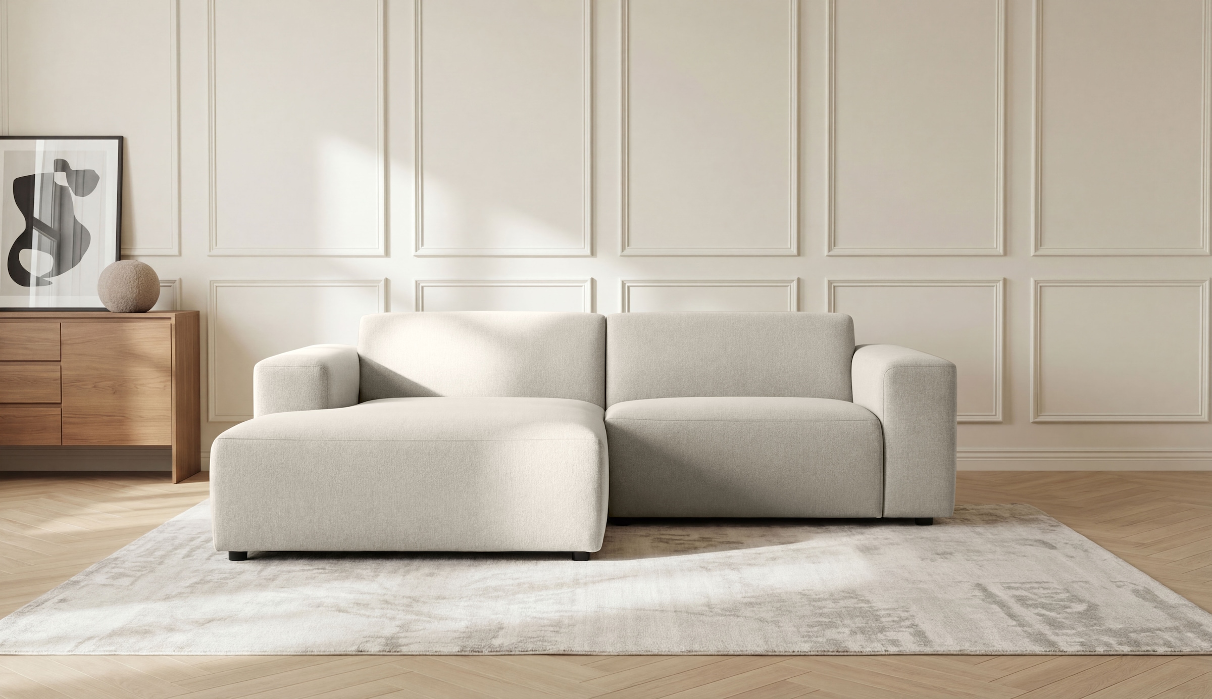 OTTO home Ecksofa "Koa, 228 cm, L-Form, Modulsofa in Cord, Chenille, Struktur, Webstoff" Designsofa, weicher Lounge-Sitzkomfort, Welleunterfederung, bodentief