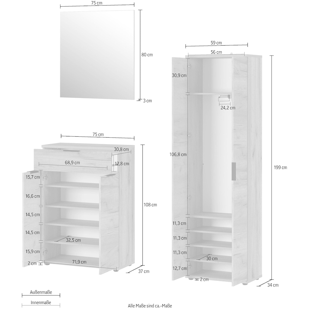 GERMANIA Garderoben-Set »GW-Fremont«, (Set, 3 St.)