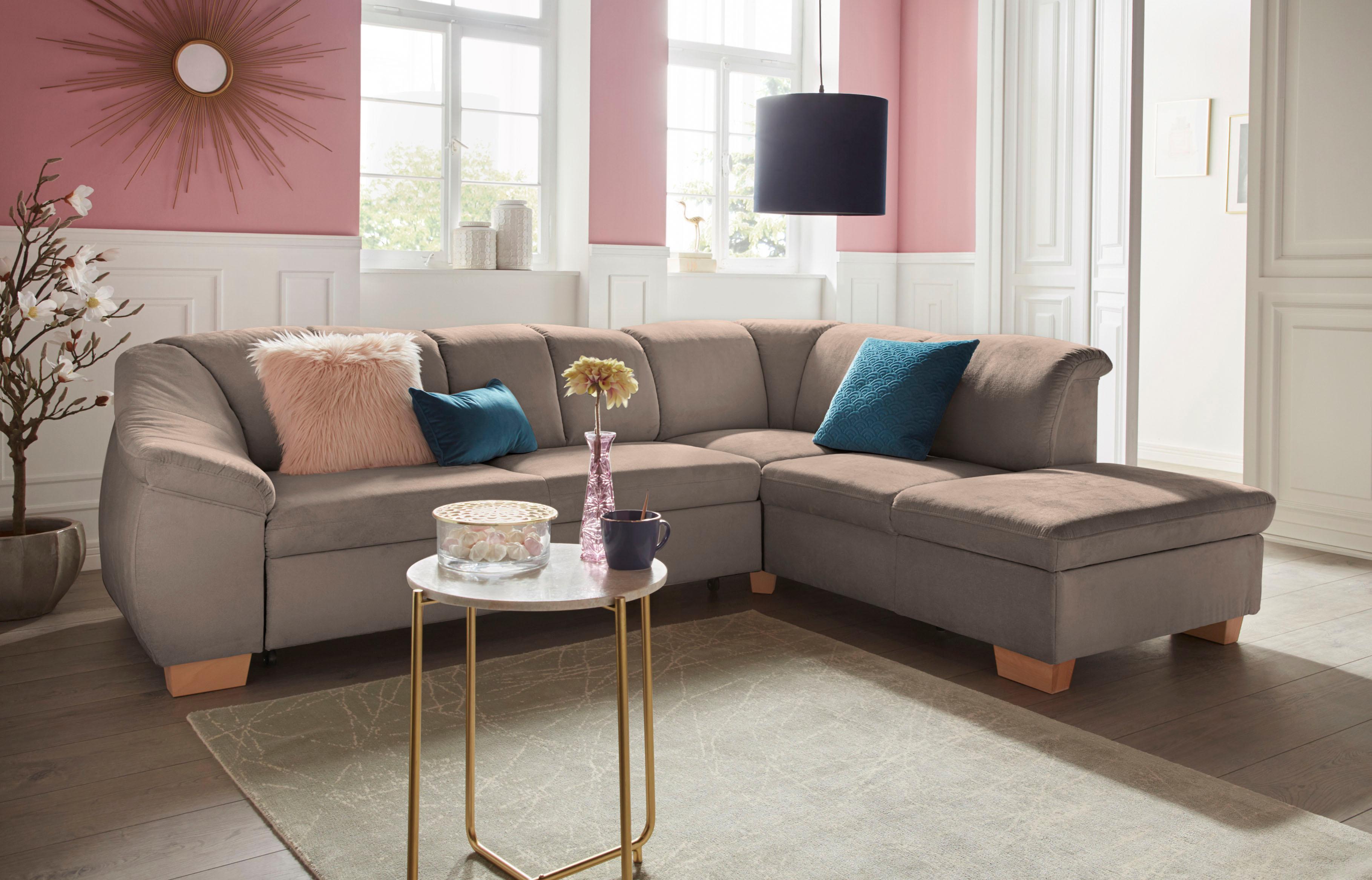 sit&more Ecksofa "Santo L-Form" mit Federkern, wahlweise mit Schlaffunktion und Stauraum