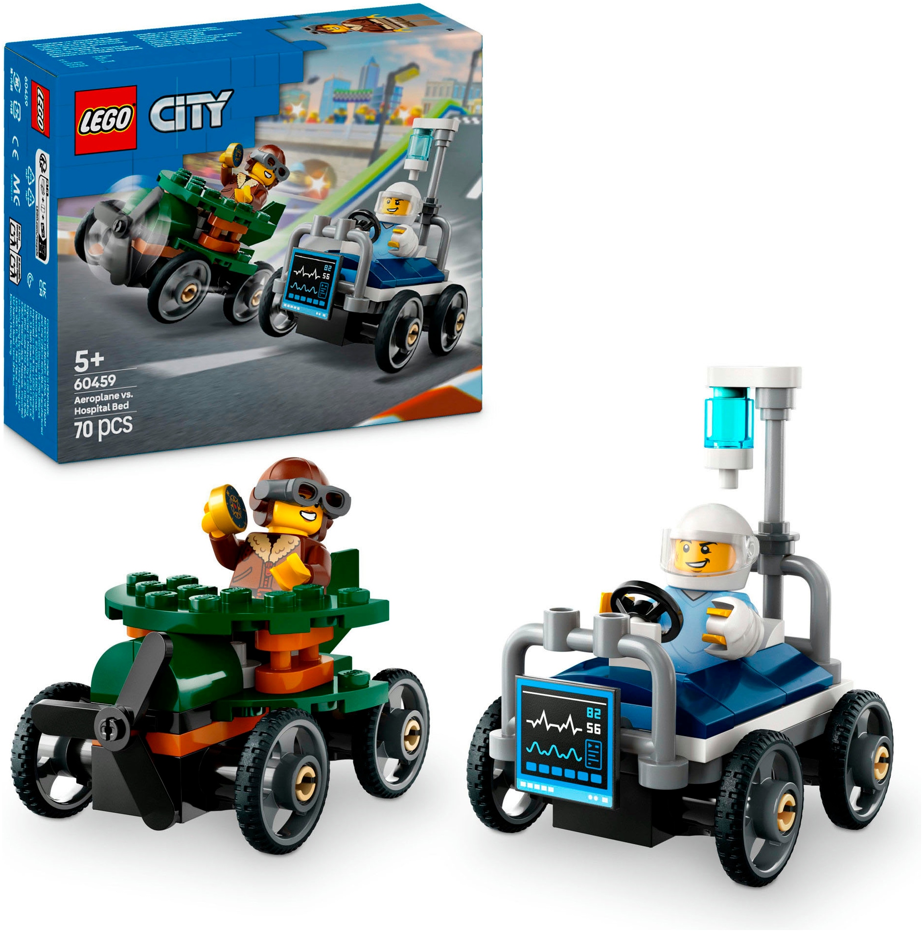 Konstruktionsspielsteine »Flugzeug vs. Krankenhausbett (60459), LEGO City«, (70 St.),...