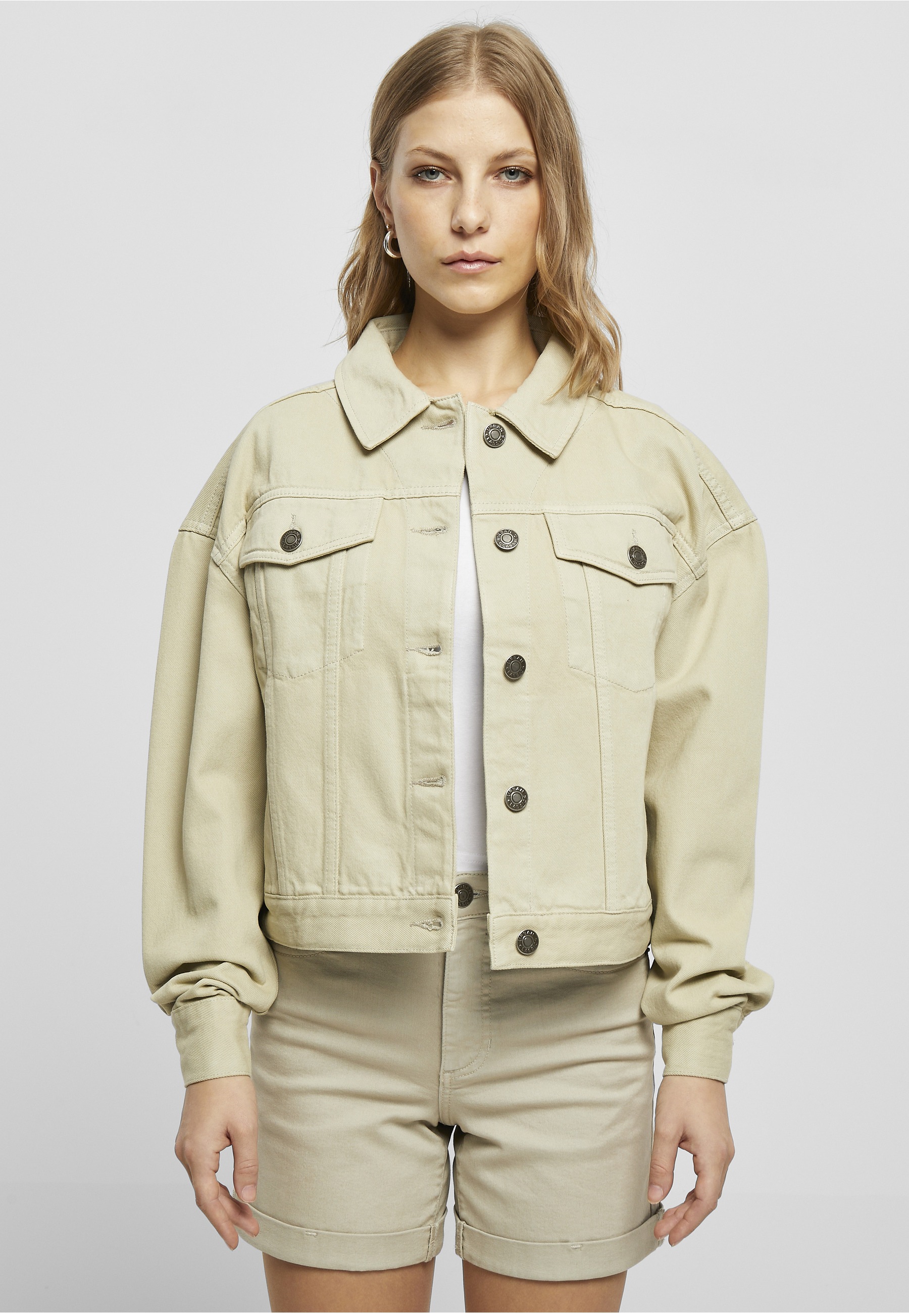 URBAN CLASSICS Jeansjacke »Urban Classics Damen Ladies Oversized Colored Denim Jacket« 1 Stk. tlg. ohne Kapuze