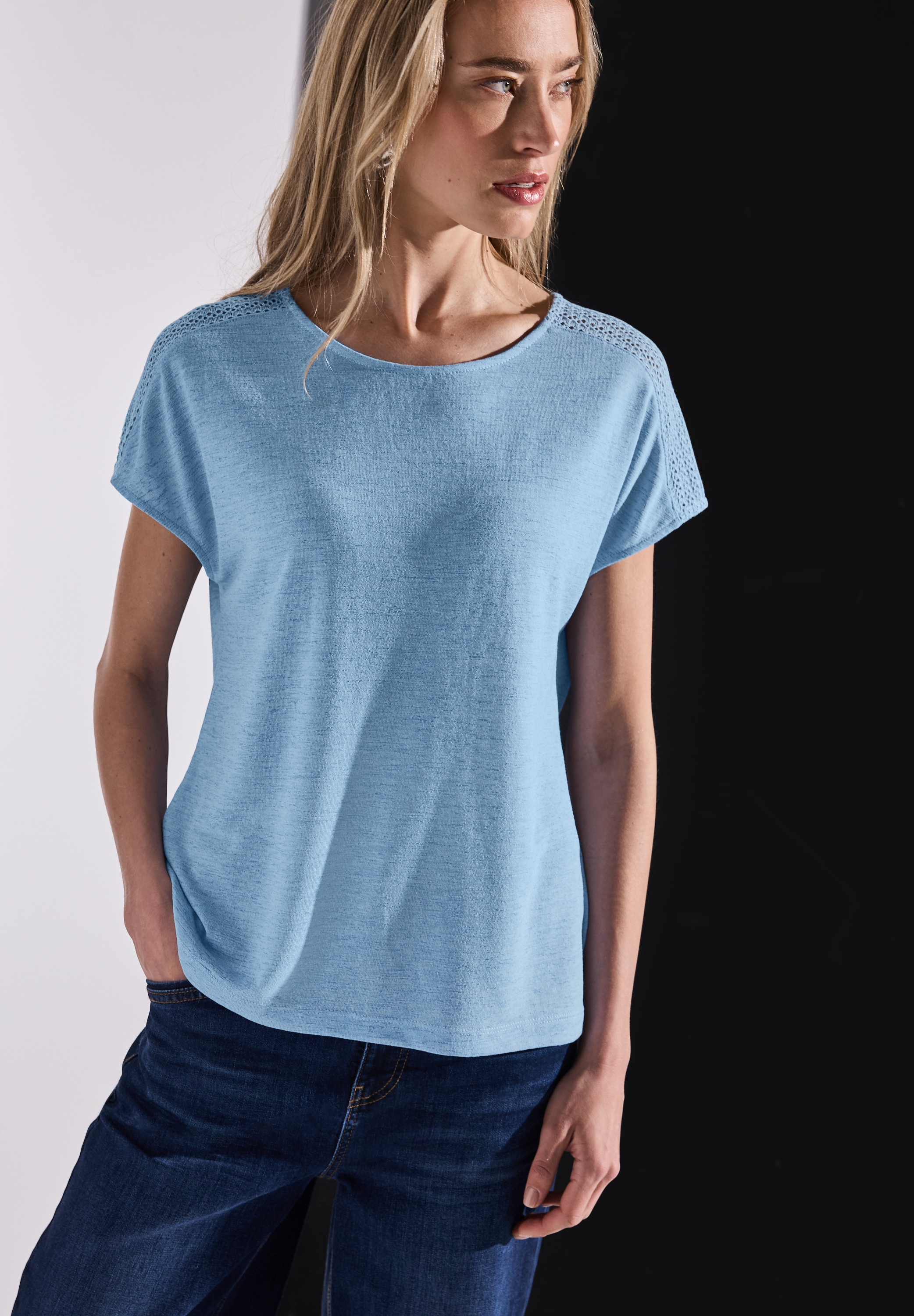 STREET ONE T-Shirt, mit Spitzendetail