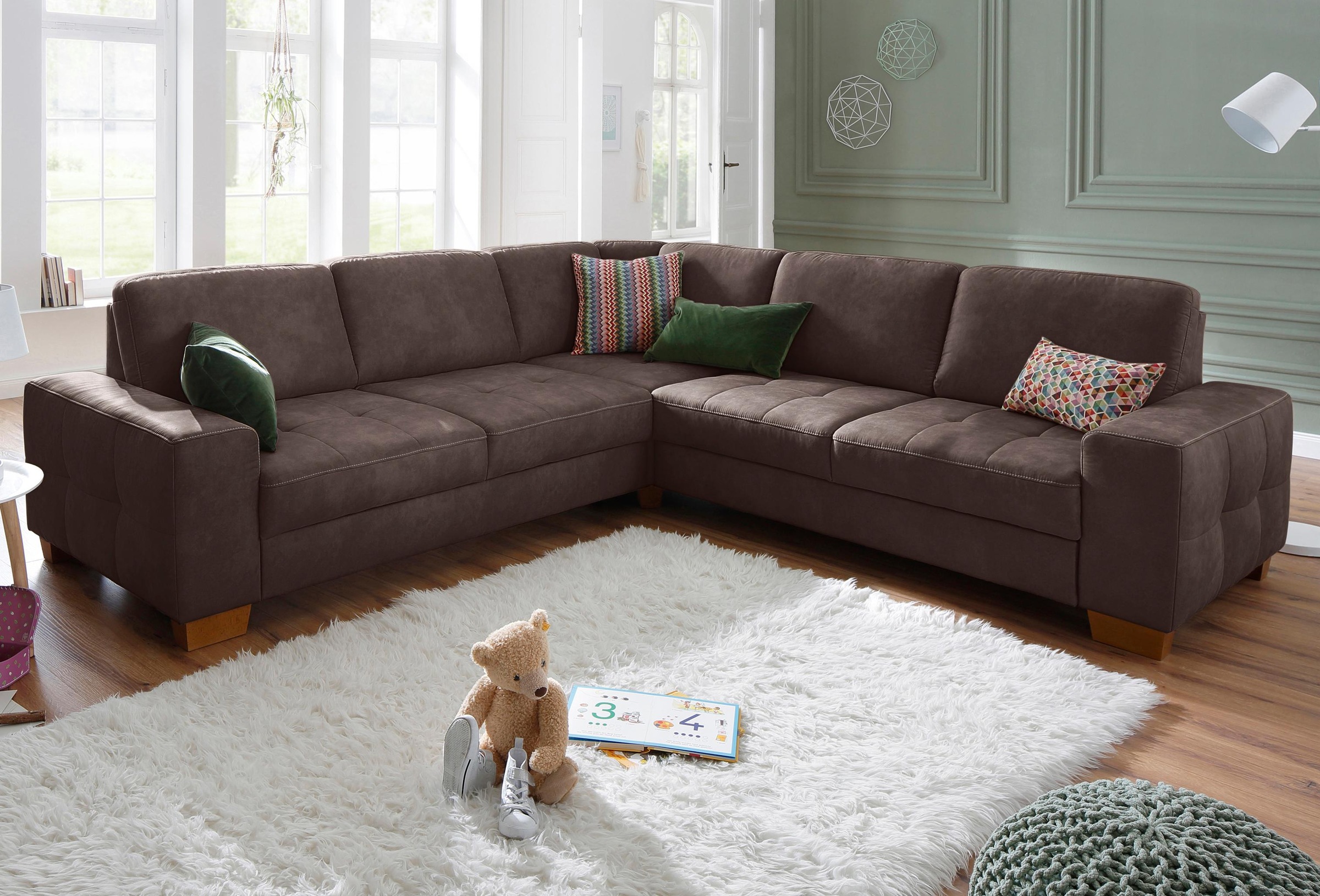 Home affaire Ecksofa »Puccini L-Form«, mit Federkern, Sitztiefenverstellung, Kontrastnaht