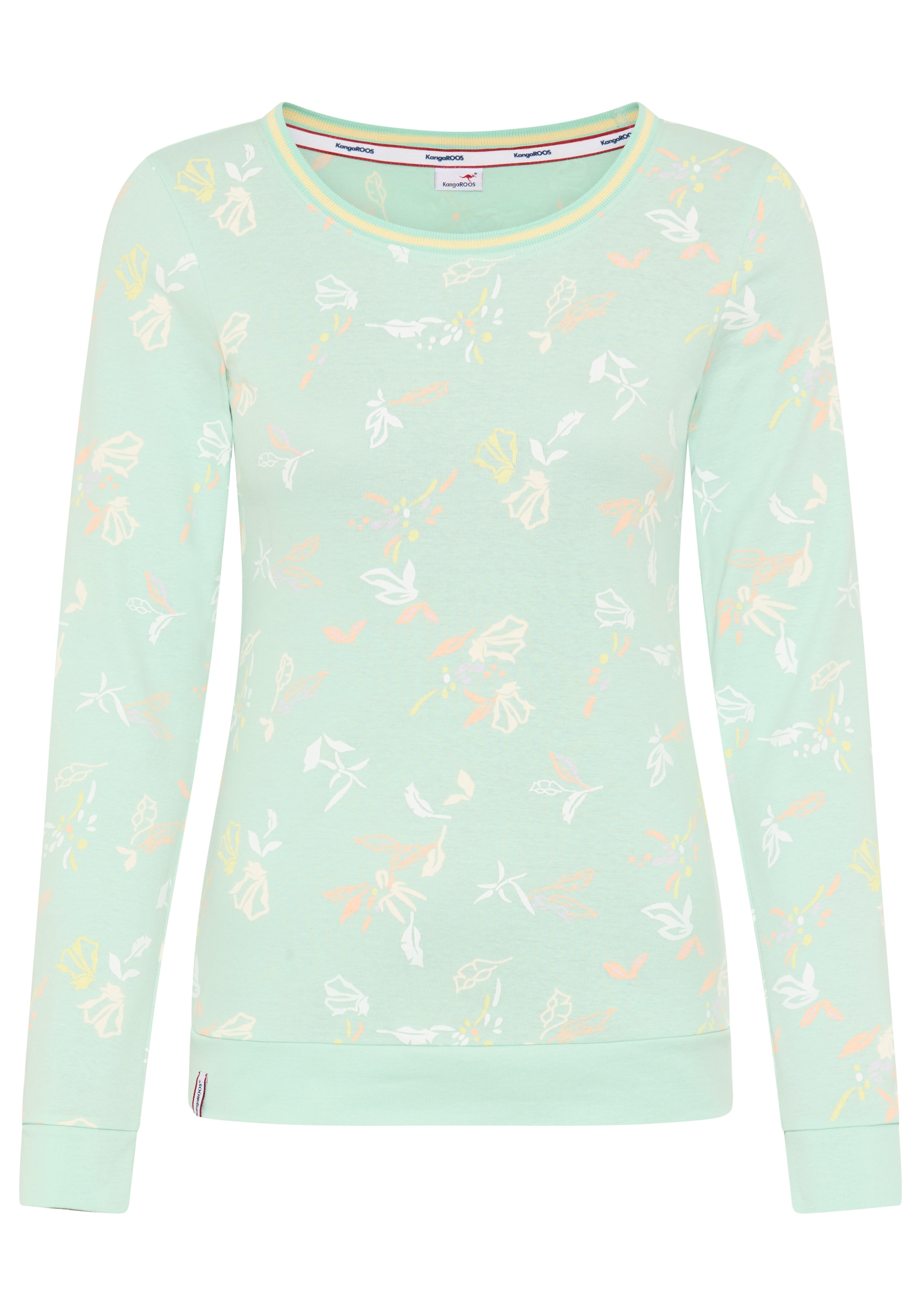 KangaROOS Langarmshirt mit Allover-Print und Kontrastdetails
