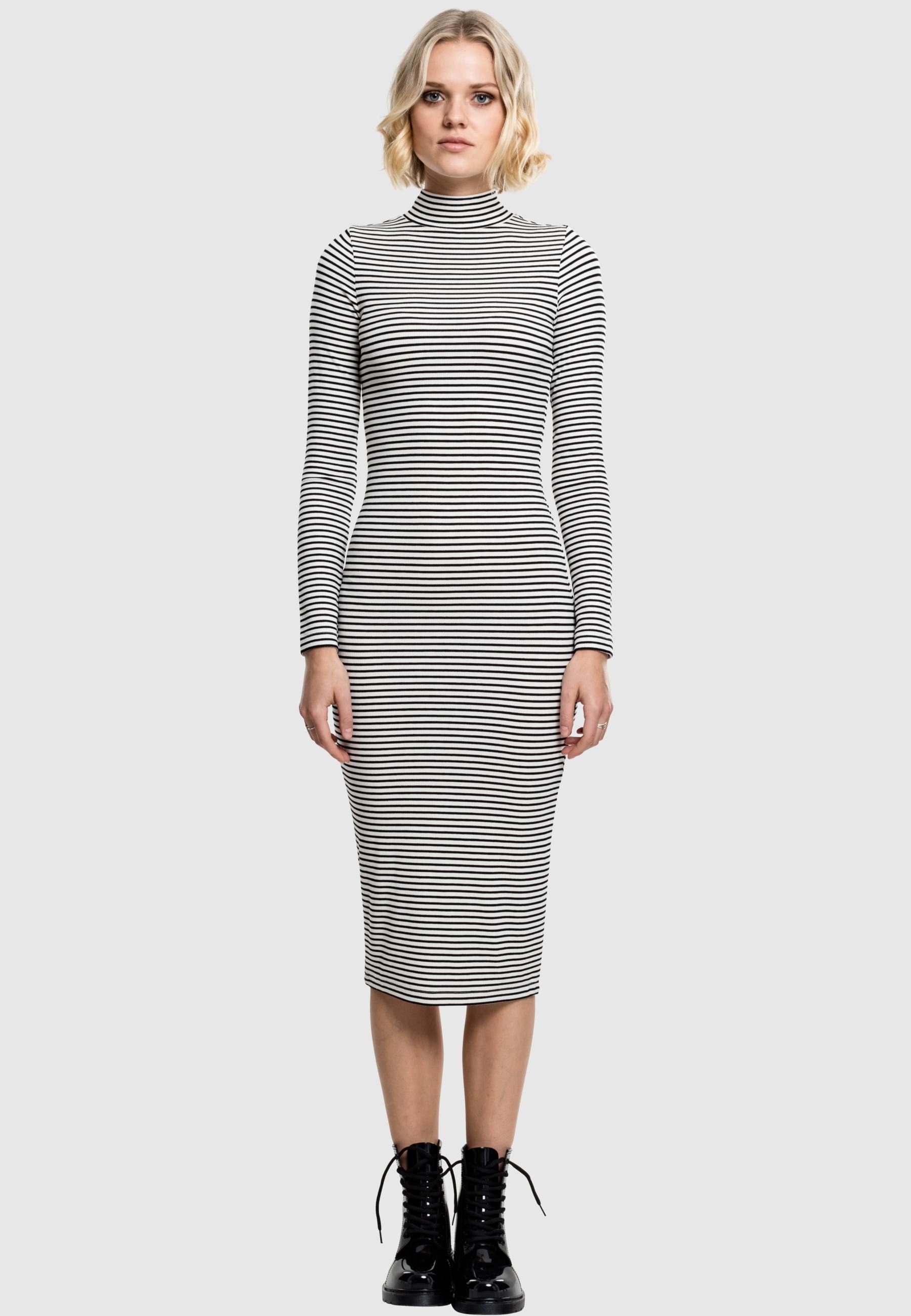 URBAN CLASSICS Shirtkleid »Urban Classics Damen Ladies Striped Turtleneck Dress«, (1 tlg.)