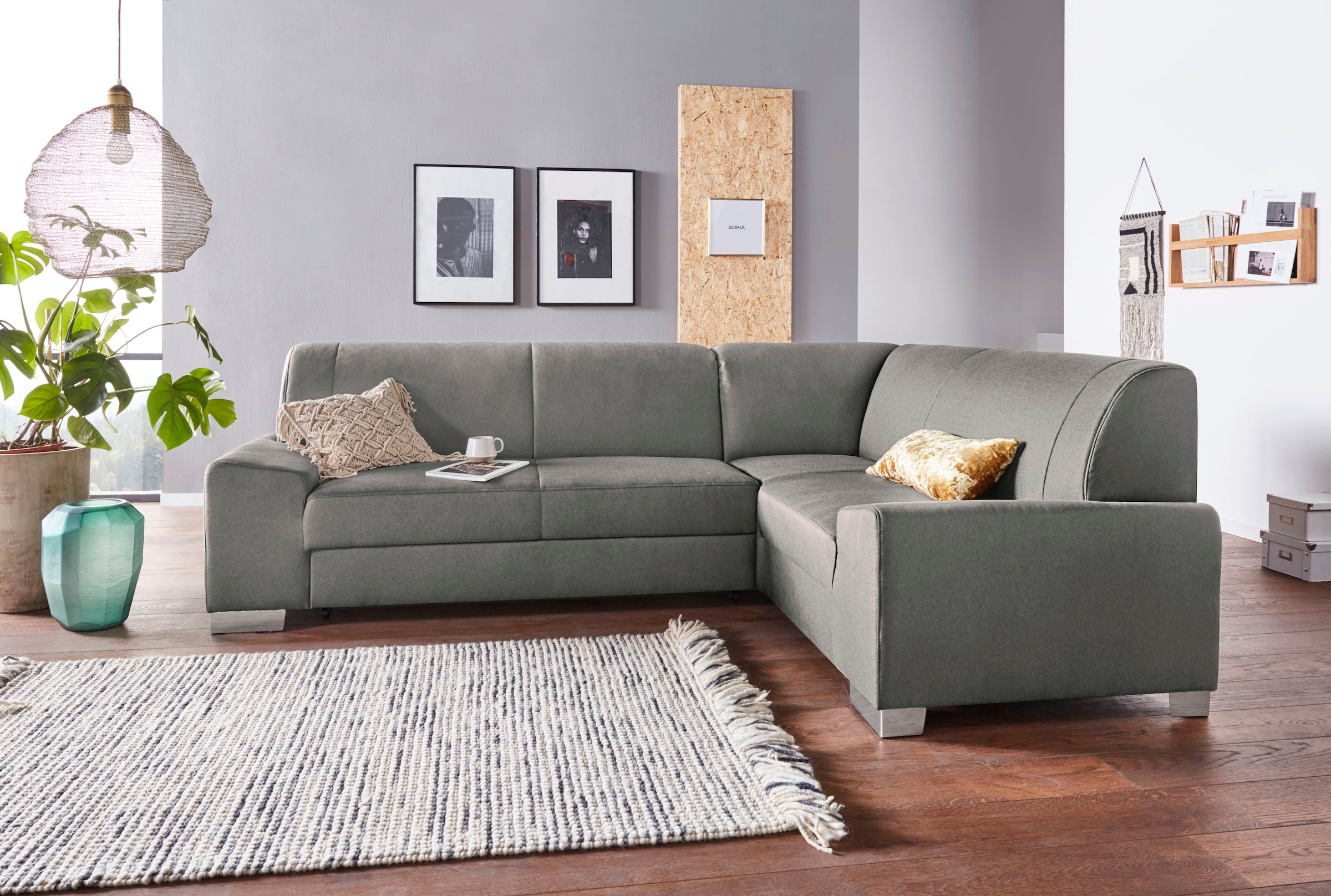 DOMO collection Ecksofa "Anzio in kubischer Formensprache, flache Armlehnen günstig online kaufen