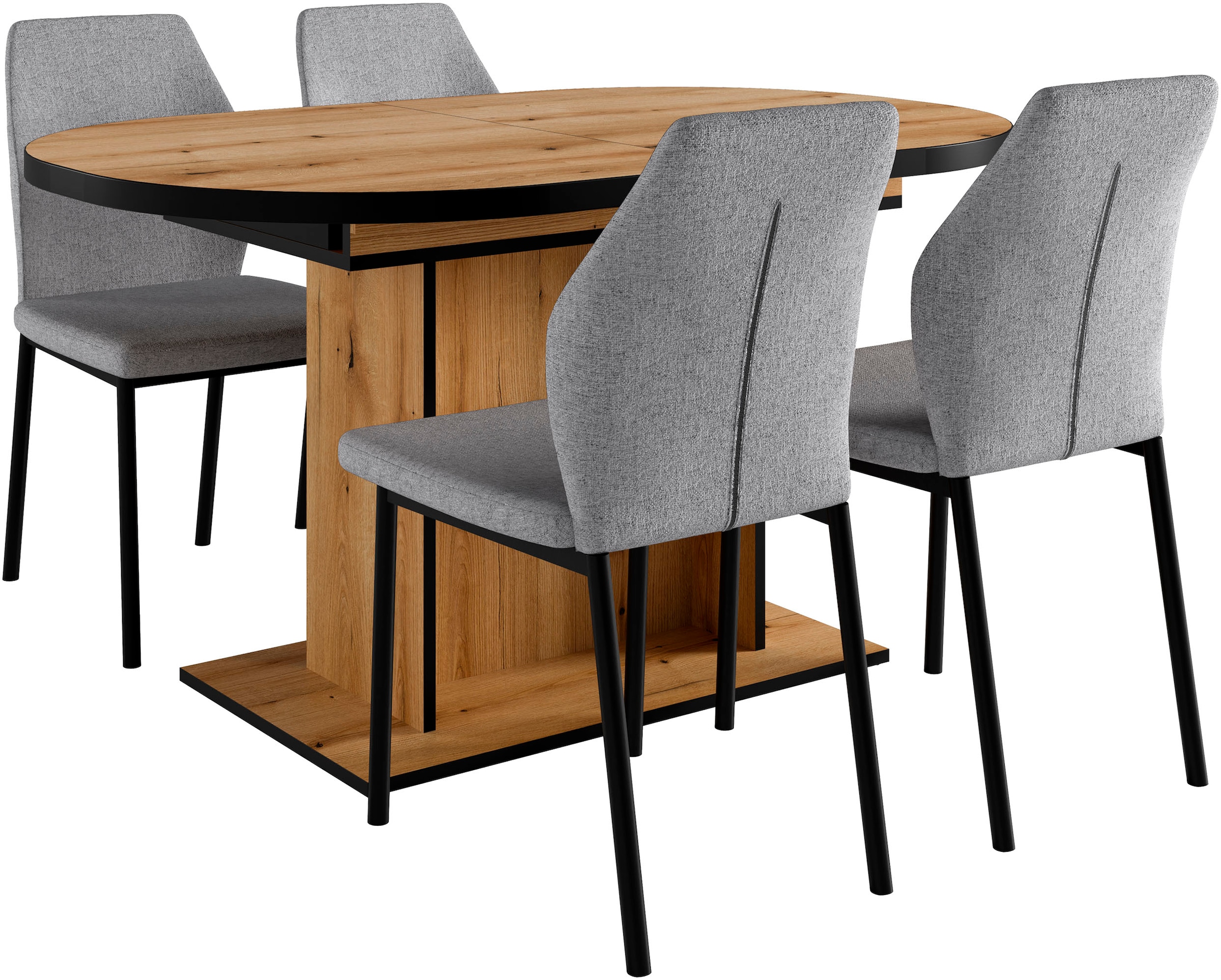 OTTO home Essgruppe "Basel, Tischgruppe mit 4 Stühlen, Esstisch ausziehbar günstig online kaufen
