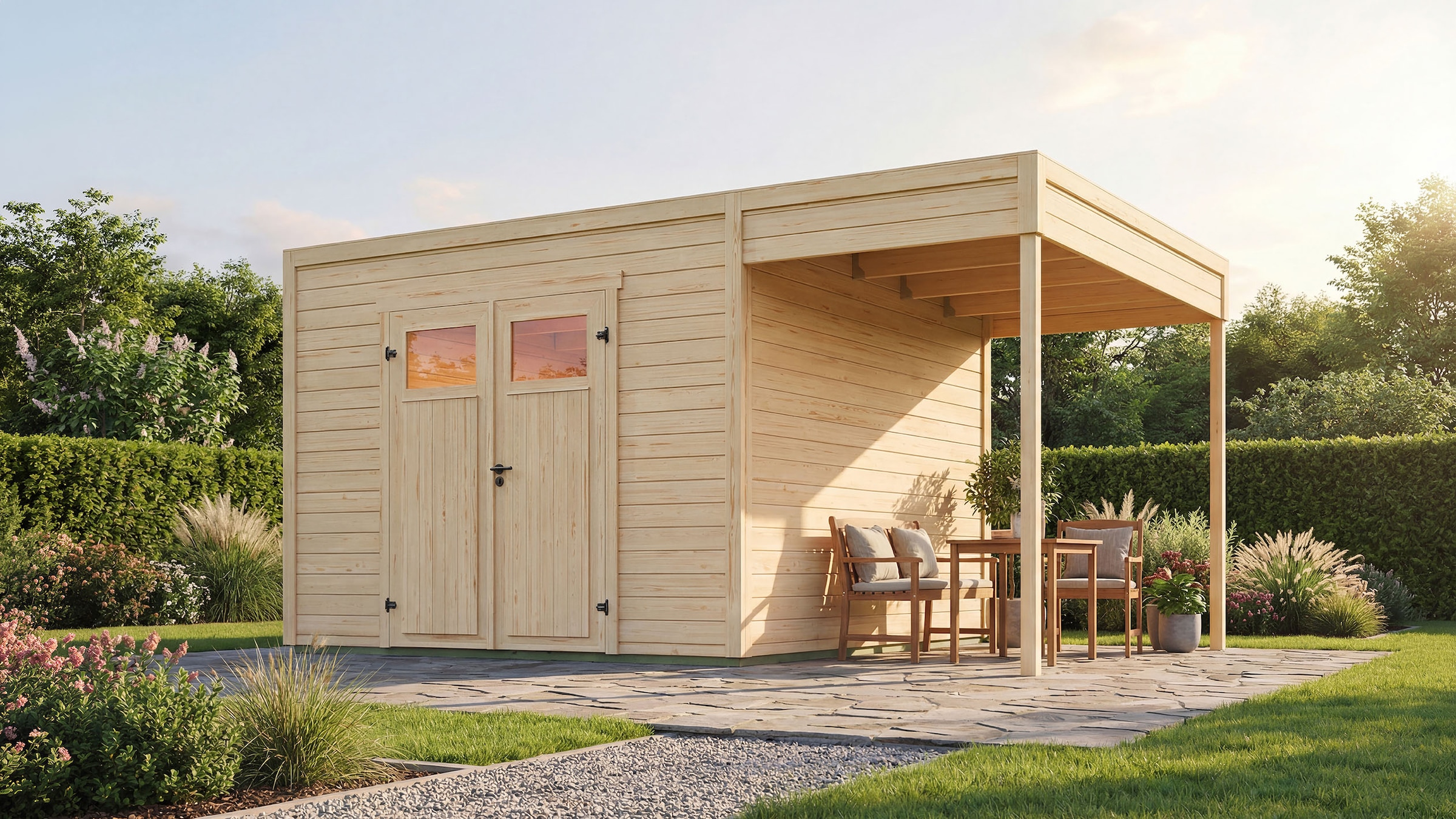 weka Gartenhaus "Batu 3 mit Anbau 150 cm"