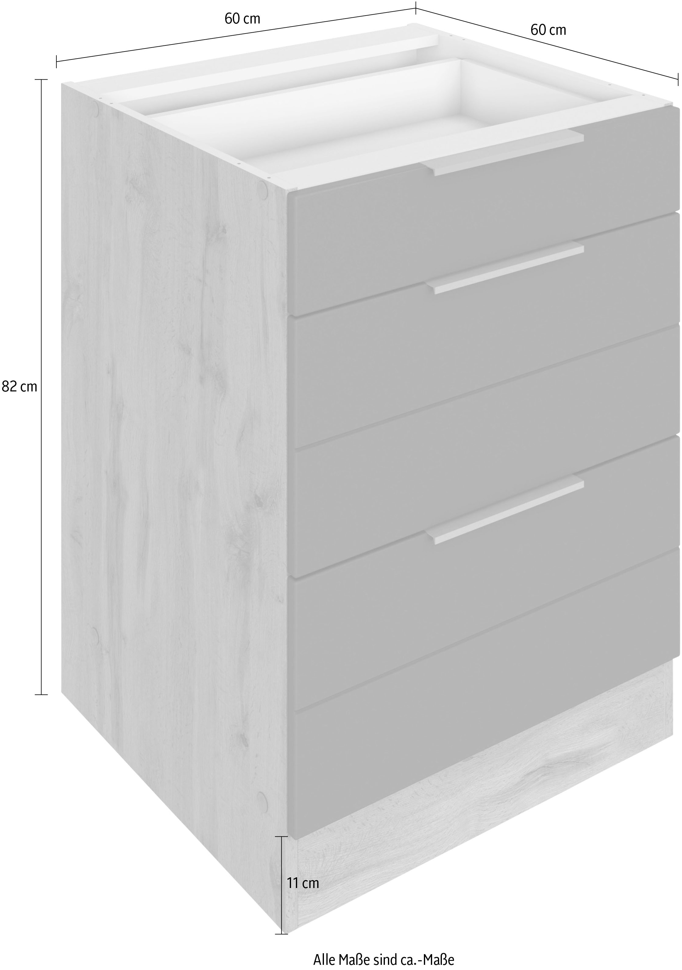 KOCHSTATION Auszugsunterschrank »KS-Luhe«, 60 cm breit, hochwertige MDF-Fronten mit waagerechter Lisene
