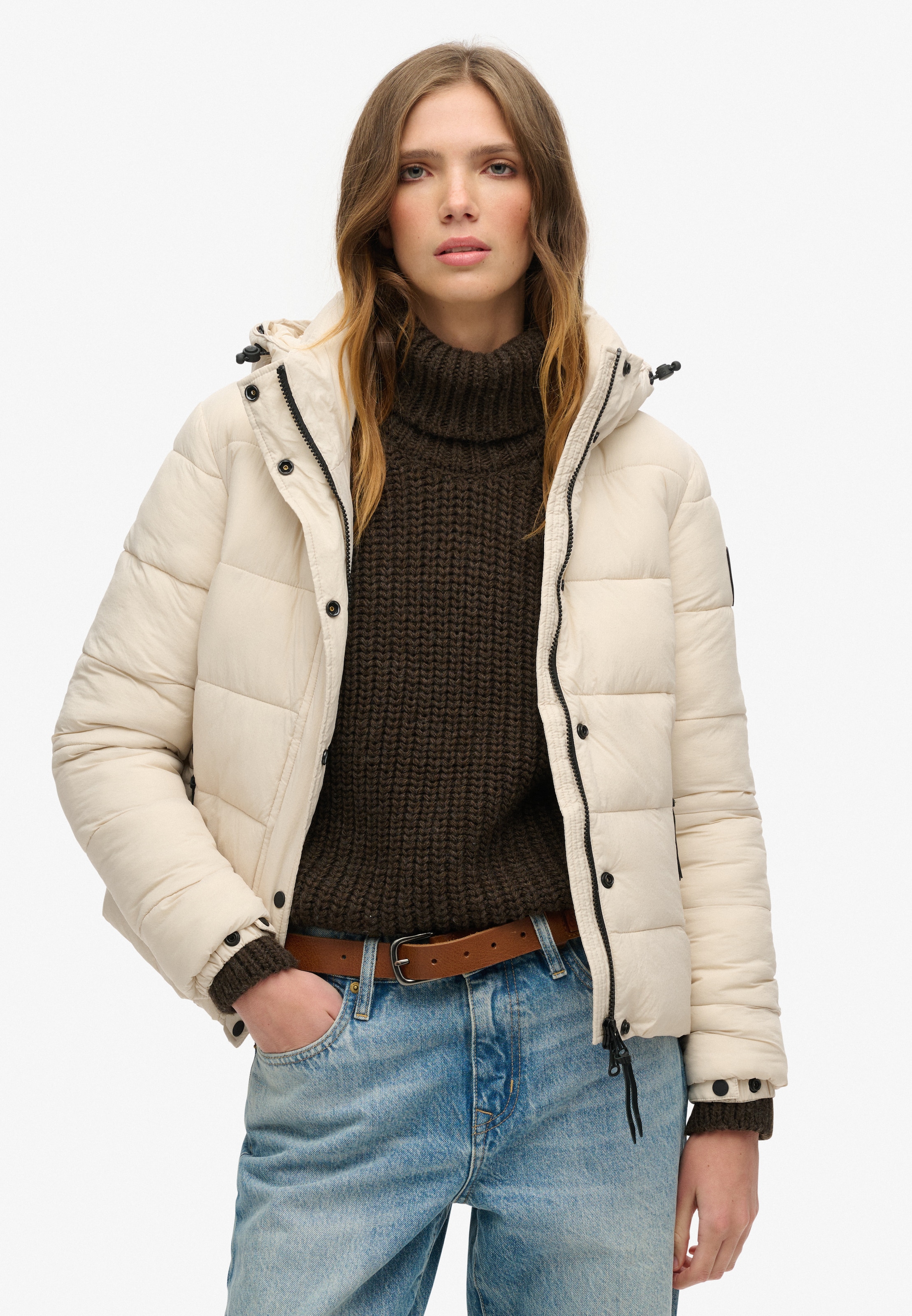 Superdry Steppjacke »FAUX FUR SHORT HOOD PUFFER«, mit Kapuze