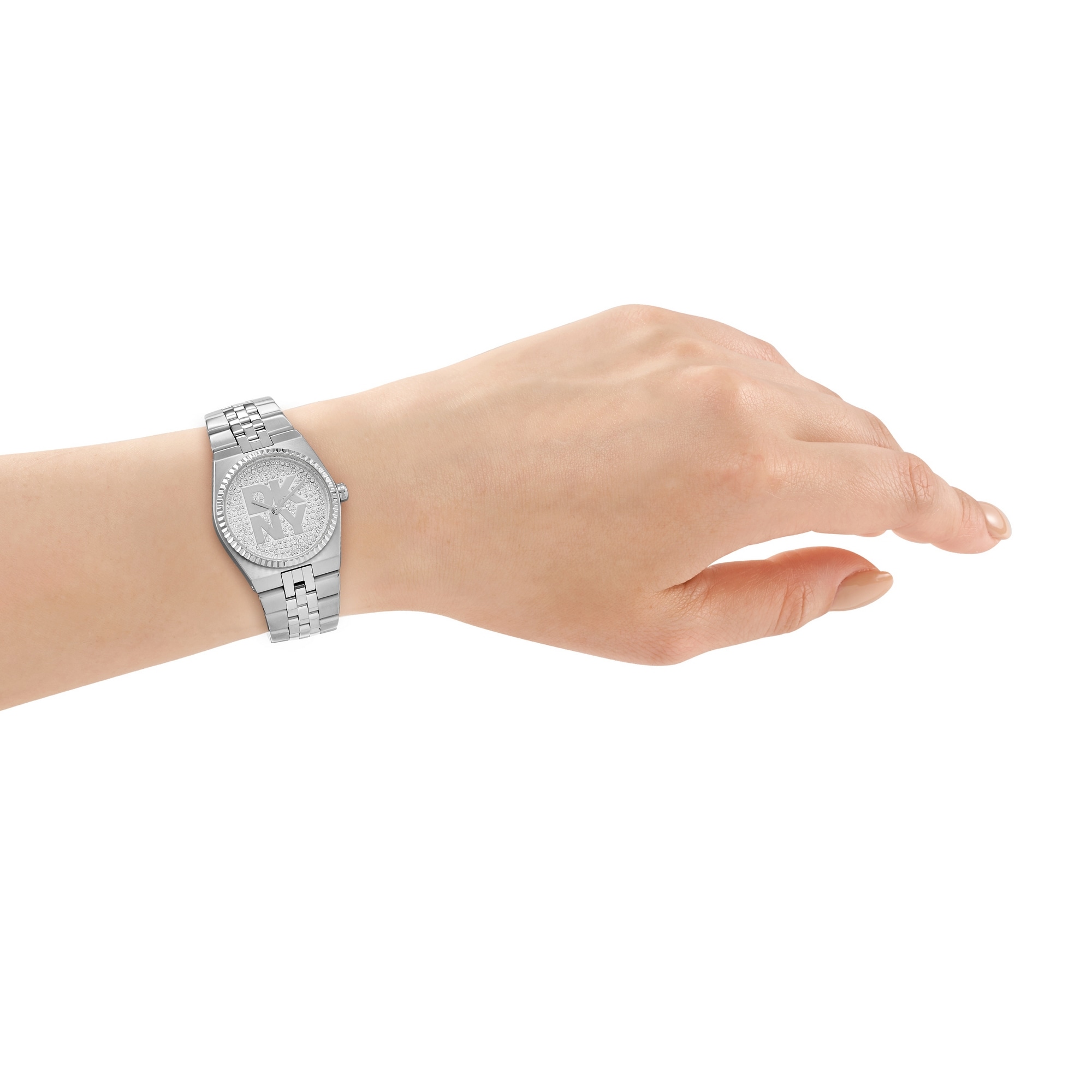 DKNY Quarzuhr »Logo Watch« Armbanduhr, Damenuhr, Edelstahlarmband, analog