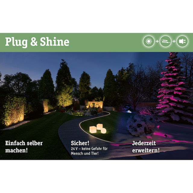 Black Friday Paulmann LED Gartenstrahler »Plug & Shine«, 1 flammig-flammig,  IP65 3000K 24V | BAUR