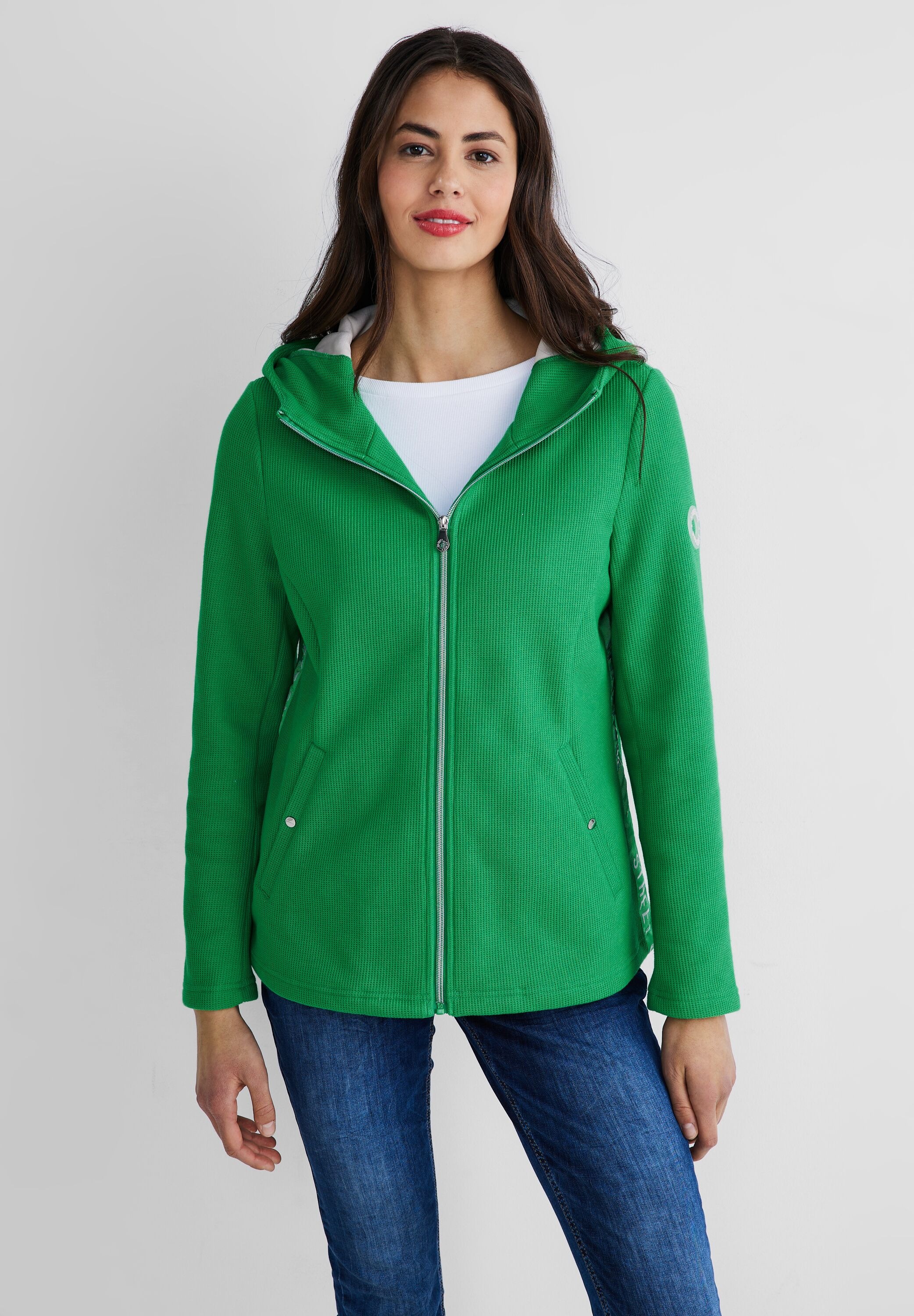 STREET ONE Kapuzenfleecejacke, ohne Kapuze, mit Kapuze
