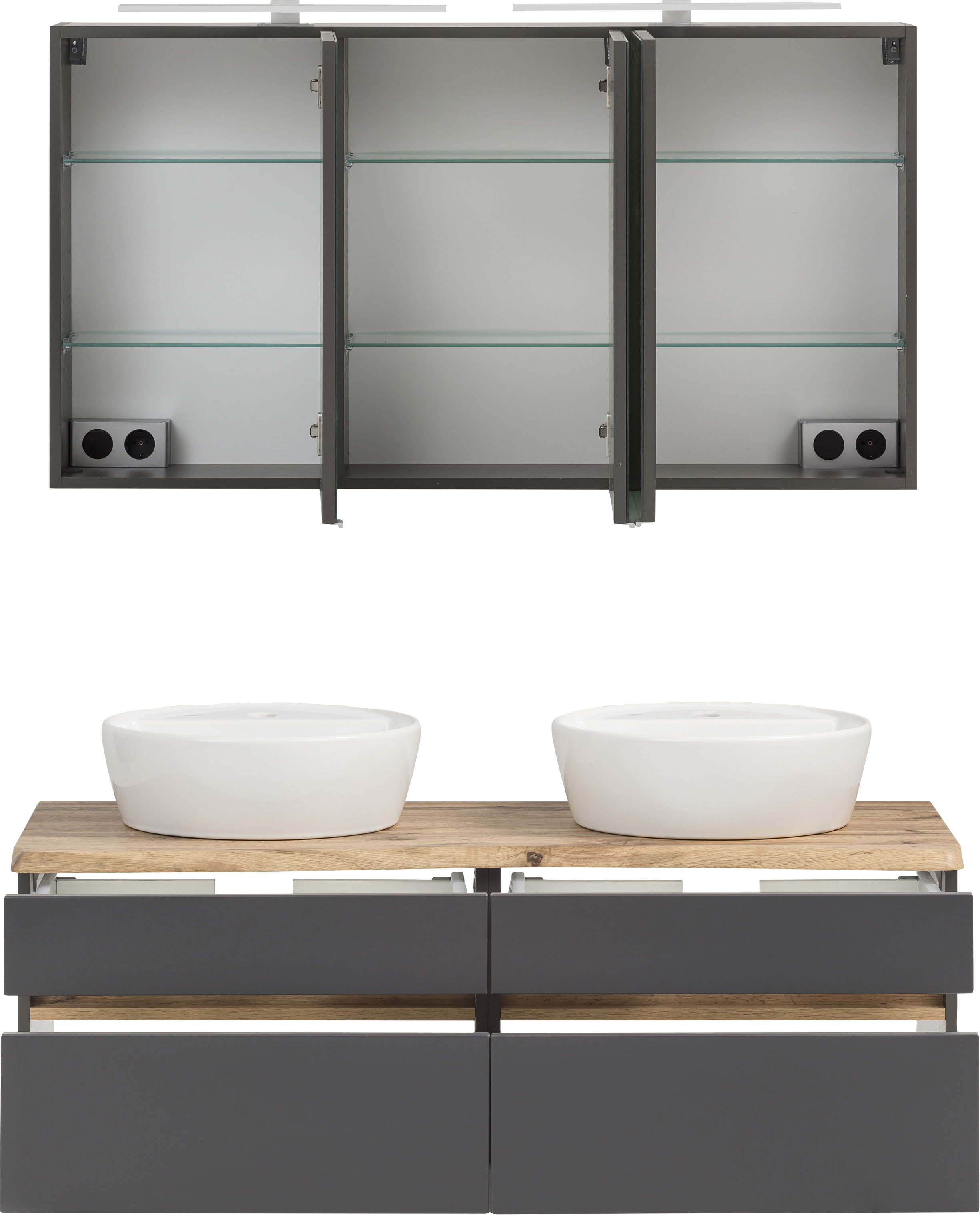 Thumbnail - welltime Badmöbel-Set "Lienz" Spiegelschrank und Waschtisch, 2 Stk. tlg.