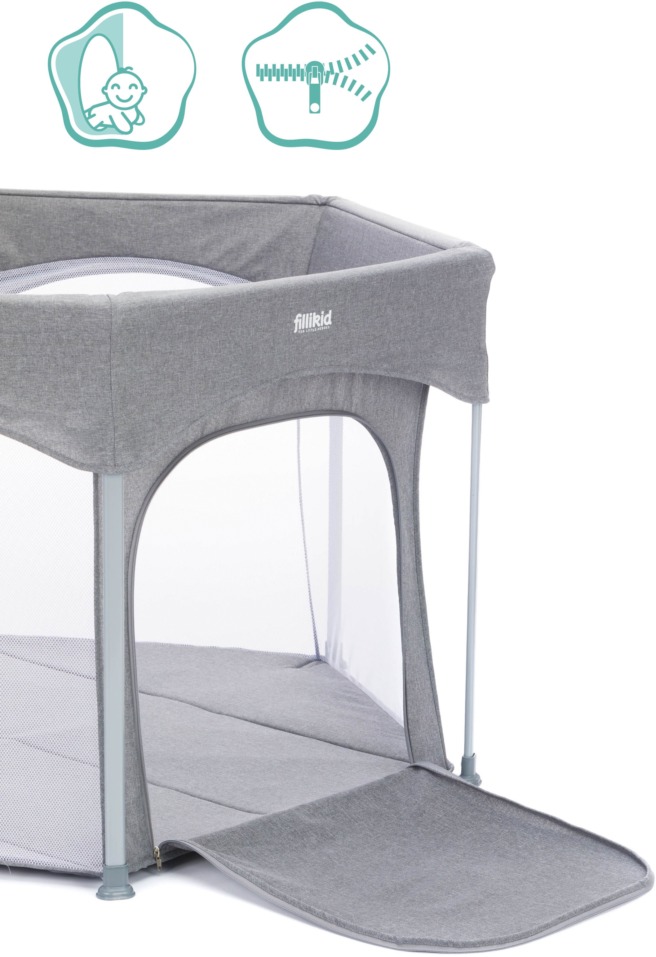 Fillikid Laufgitter »Athen, 6eckig Ø 134 cm« bis 15 kg inklusive Transporttasche
