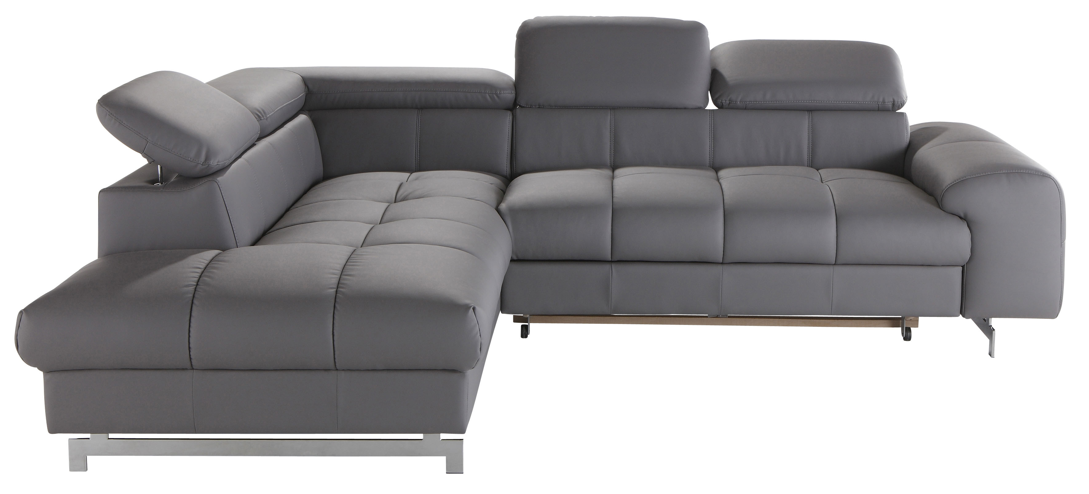 COTTA Ecksofa "Chef bequem, tolle Verarbeitungsdetails, Breite 262cm, L-Form" mit Kopfteilverstellung, edle Metallkufen, optional Schlaffunktion