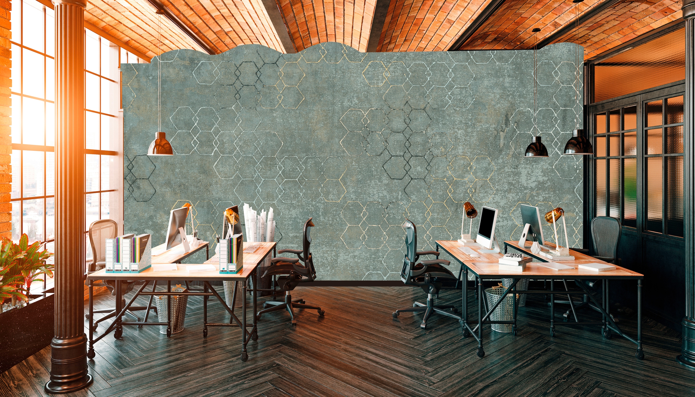Architects Paper Fototapete »Atelier 47 Hexagon Art 1«, geometrisch, Vlies, Wand, Schräge, Decke