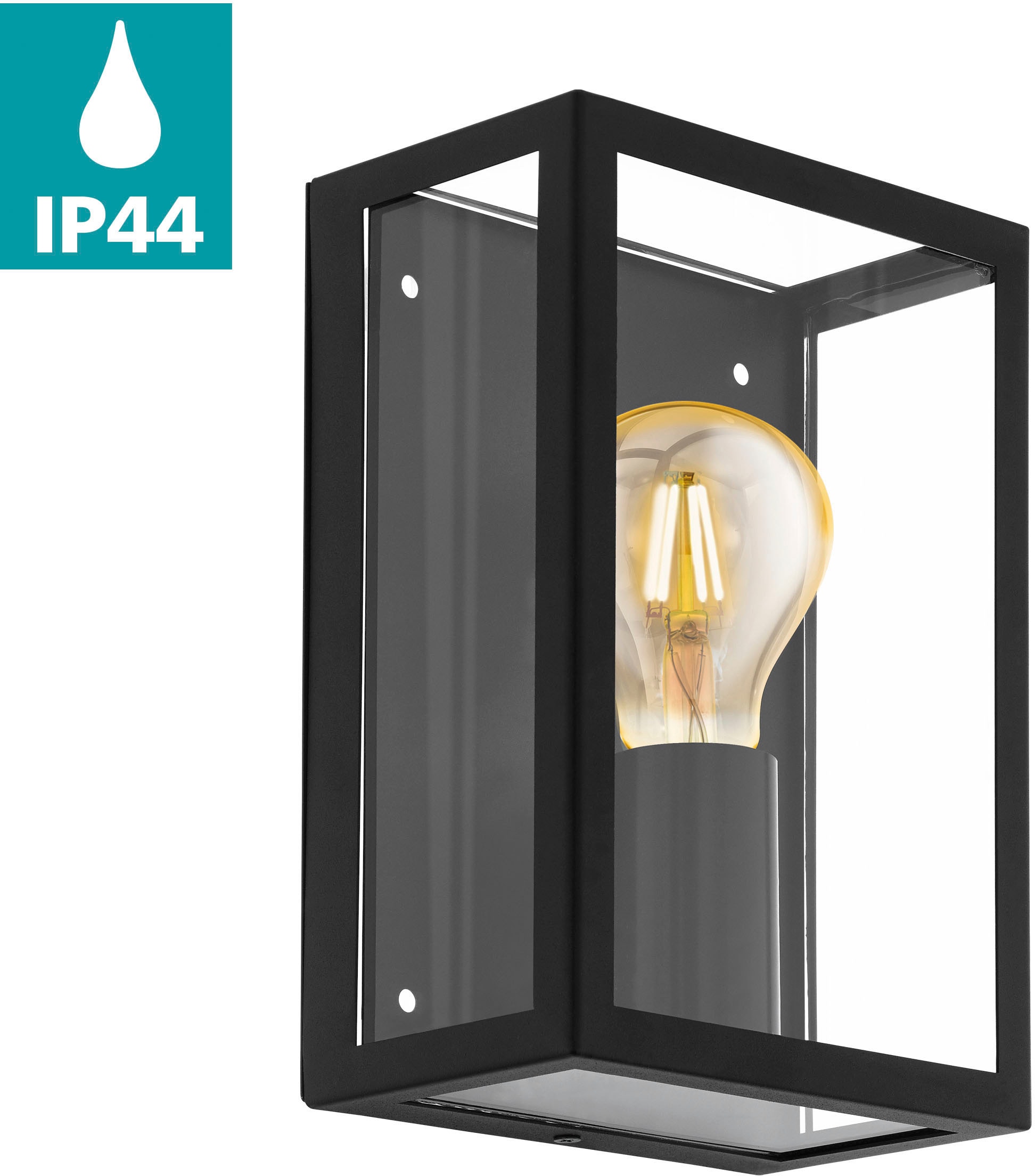 EGLO Außen-Wandleuchte "ALAMONTE 1" E27 Wandlampe außen, L17 x H26 x B26 cm, rustikal, E27, IP44, max. 60W