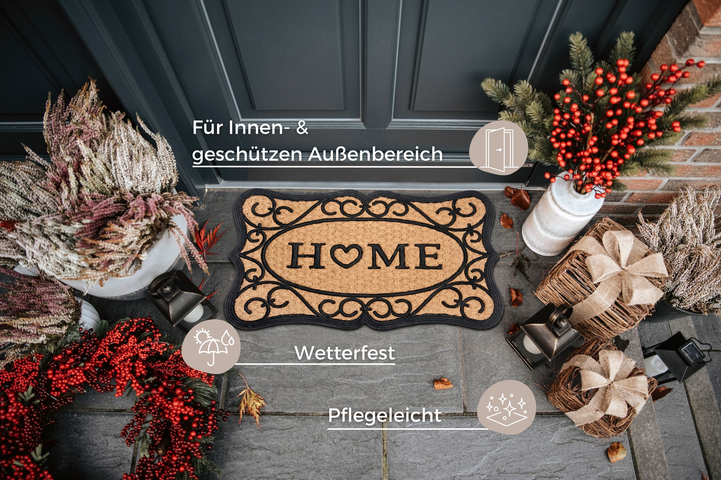 HANSE Home Fußmatte "Gummi-Kokos Heart Home Ornament, Türmatte" rechteckig günstig online kaufen