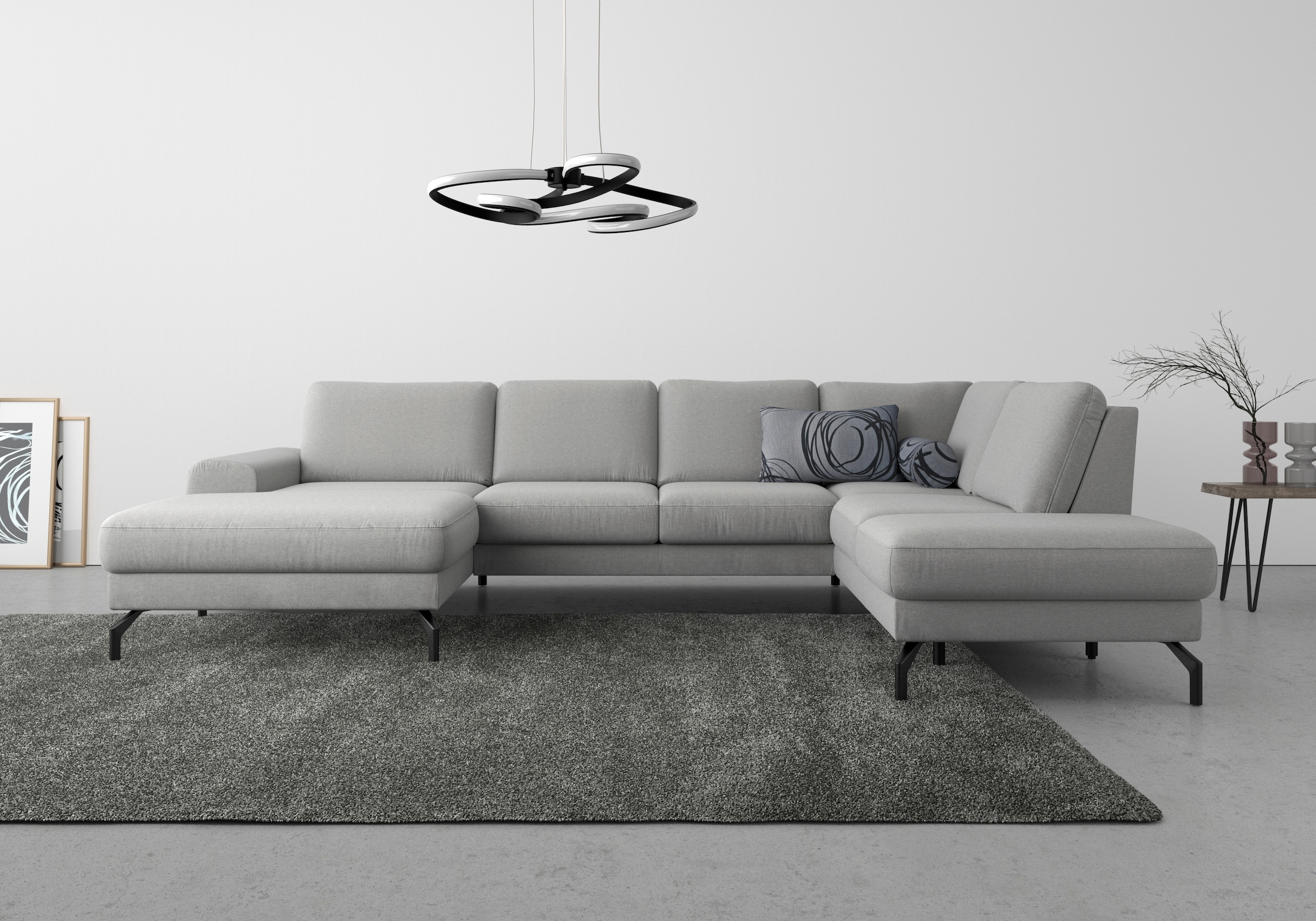 sit&more Wohnlandschaft »Cinturo U-Form«, inklusive Sitztiefenverstellung und Federkern, Sitzhöhe 48 cm