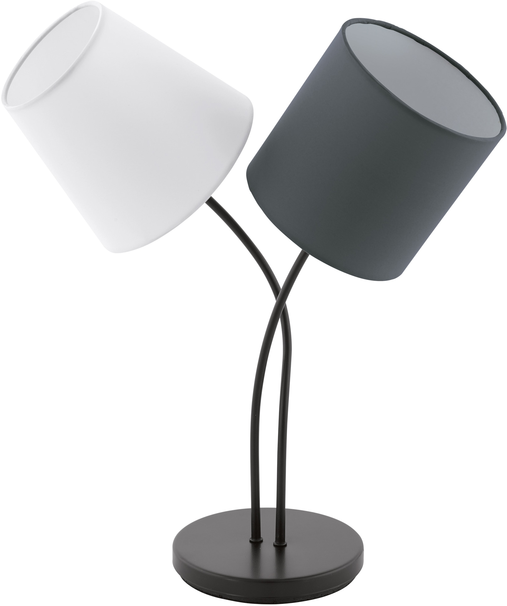 EGLO Tischleuchte ALMEIDA, E14, schwarz / L38 x H47,5 x B18,5cm / exkl. 3 x E14 (je max. 25W) / Tischlampe aus Stoff - Texttilschirm - Tischleuchte - Schlafzimmerlampe - Nachttischlamoe - Lampe - Stoffschirm - Stofflampe