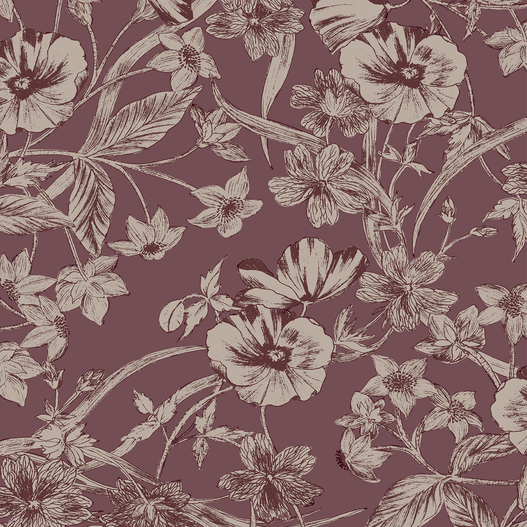 LAURA ASHLEY Vliestapete »Summerhill Blackberry«, geblümt, 10mx52cm (ca. 5m2)