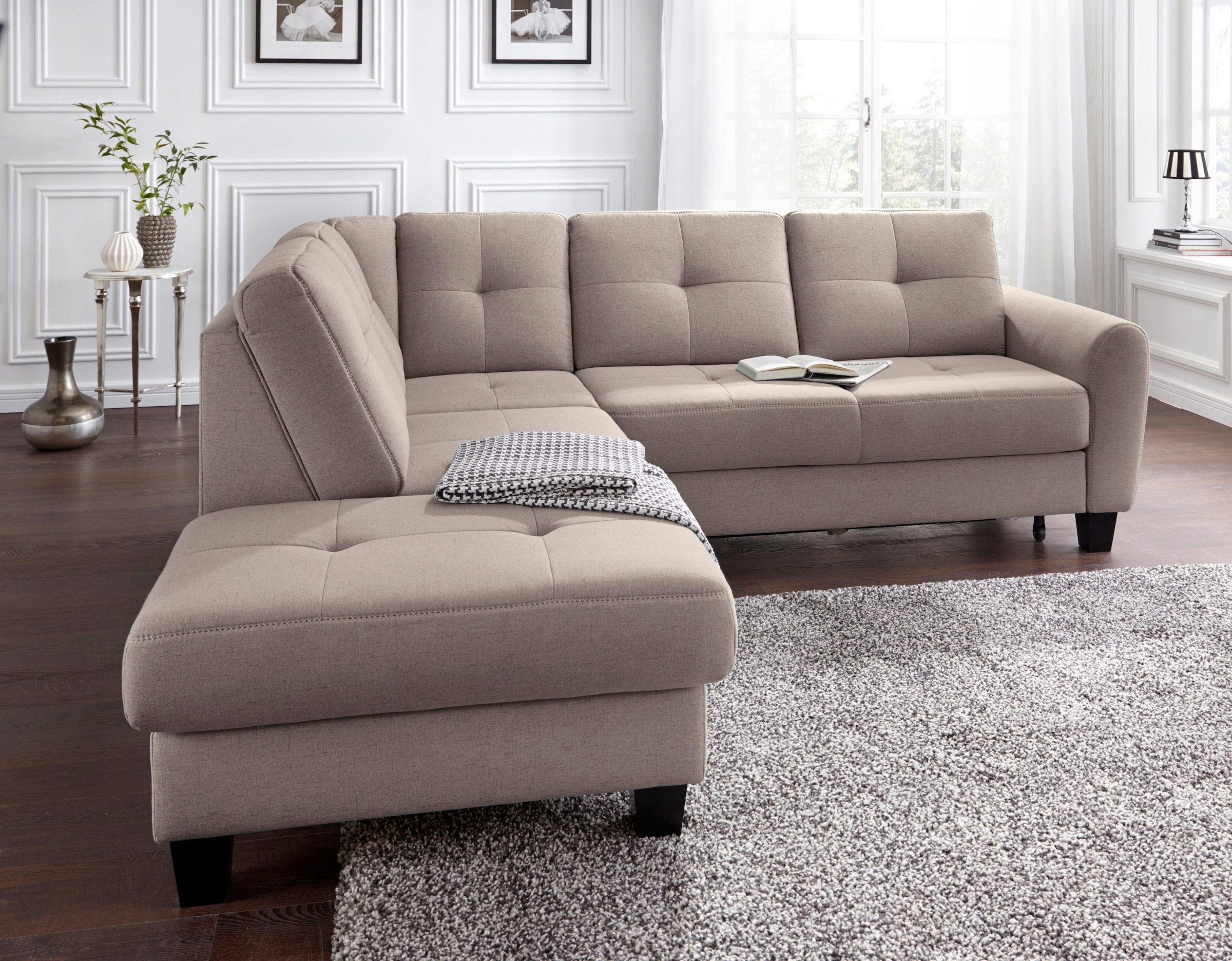 sit&more Ecksofa "Varese L-Form", mit Federkern, wahlweise mit Bettfunktion und Stauraum