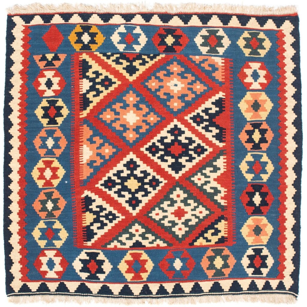 morgenland Wollteppich »Kelim - Oriental quadratisch - 105 x 101 cm - dunkelrot«, quadratisch