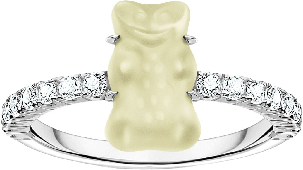 THOMAS SABO Fingerring »THOMAS SABO x HARIBO Schmuck: Ring mit Goldbär«, mit Kristallglas, Zirkonia (synth.)