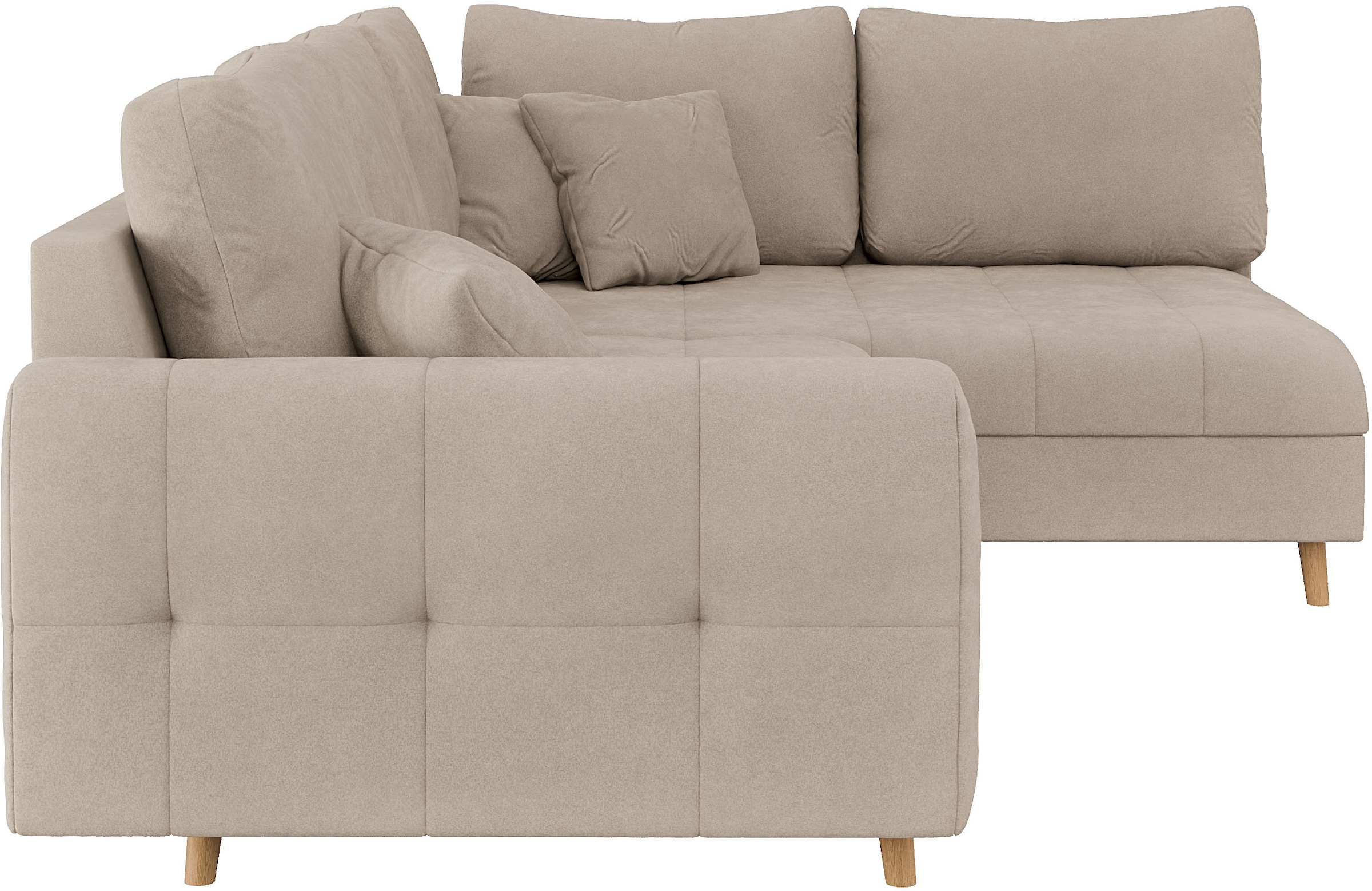 Home affaire Ecksofa »CHARRE L-Form mit Ottomane, Maße B/T/H: 231/161/81 cm«, feine Steppung, lose Rücken- und Zierkissen, auch in Cord und Bouclé