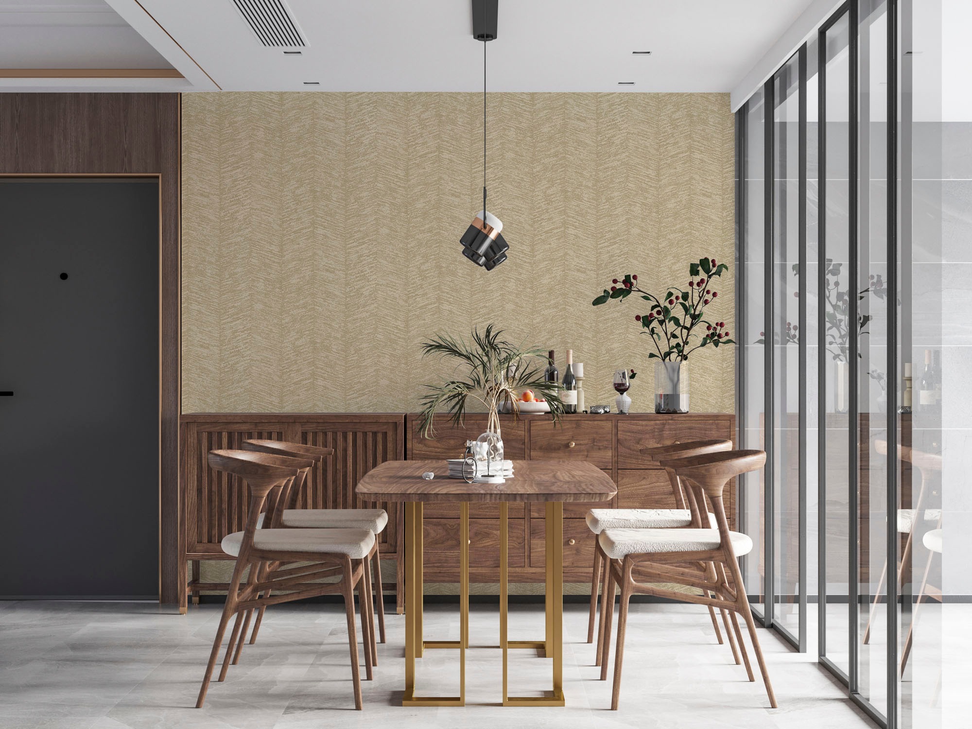 living walls Vliestapete »My Home My Spa«, geometrisch-Fischgratmuster-Motiv, Tapete Geometrisch Tapeten Wohnzimmer Schlafzimmer Küche Design Optik