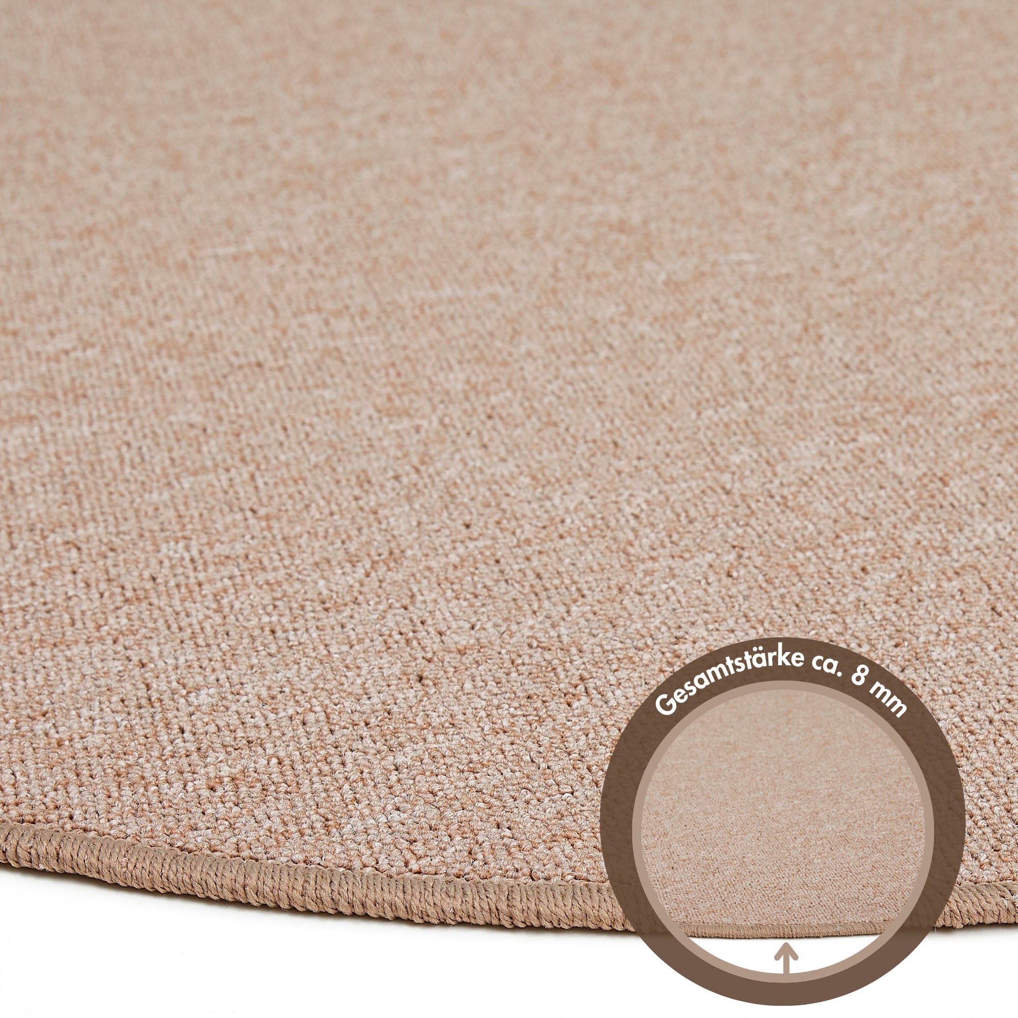 Teppich ANDIAMO "Luton, Made in Germany" Gr. 9, beige (dunkelbeige), H:5mm Ø:133cm, Kunstfaser, Teppiche, Teppich, melierte Optik, ideal im Wohnzimmer & Schlafzimmer 3