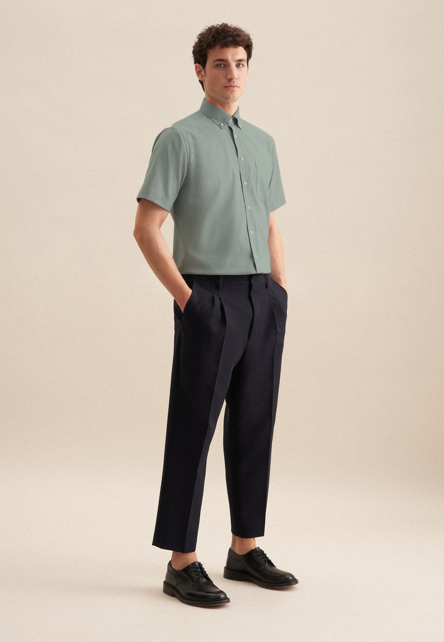 seidensticker Businesshemd »Regular«, Regular Kurzarm Button-Down-Kragen Struktur