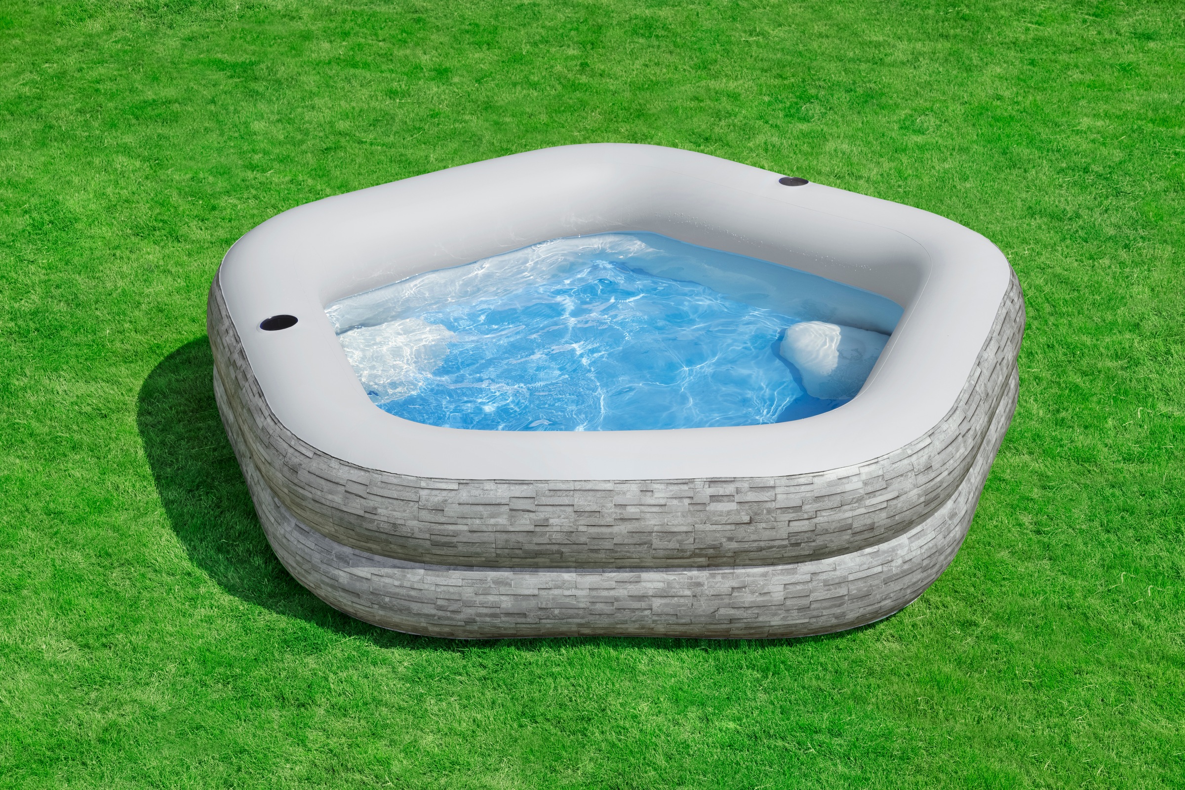 Bestway Planschbecken »Family Pool TruPrint™«, 213x206x53 cm, in Steinwand-Optik Cremegrau