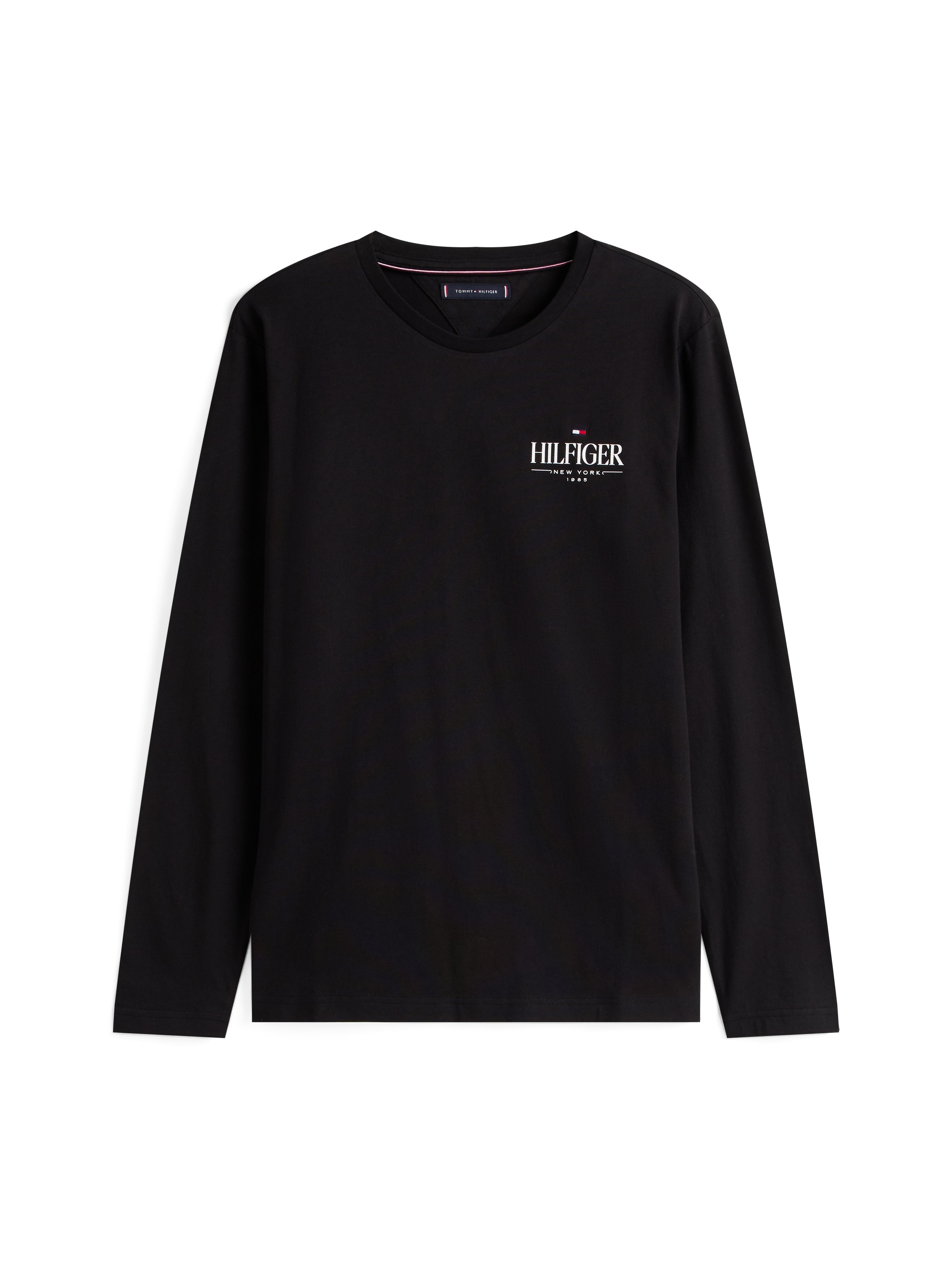 Tommy Hilfiger Longsleeve »HILFIGER STACK LS TEE«, Kontrastfarbener Print auf der Brust
