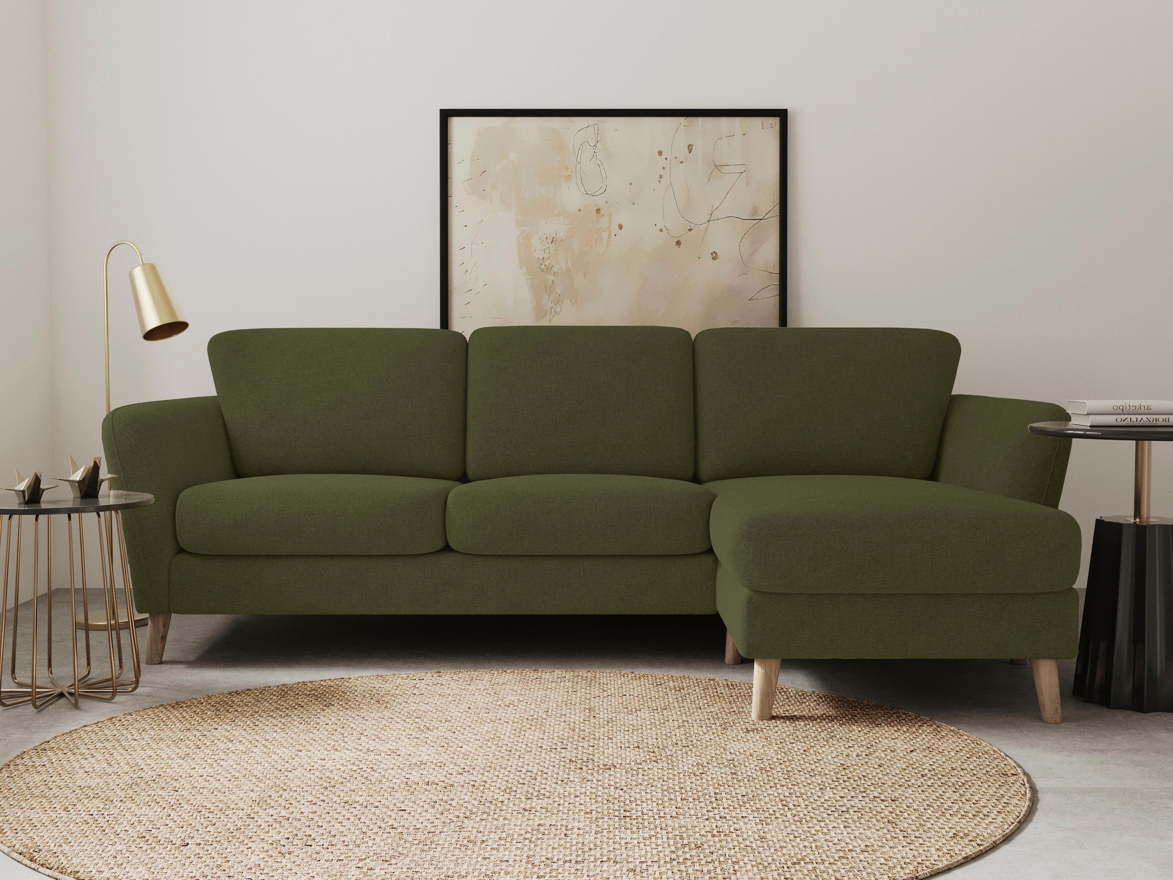 OTTO home Ecksofa "MARSEILLE (242/152cm),L-Form, Rec. rechts/links" Massivholzbeine aus Eiche, in verschieden Bezügen und Farbvarianten