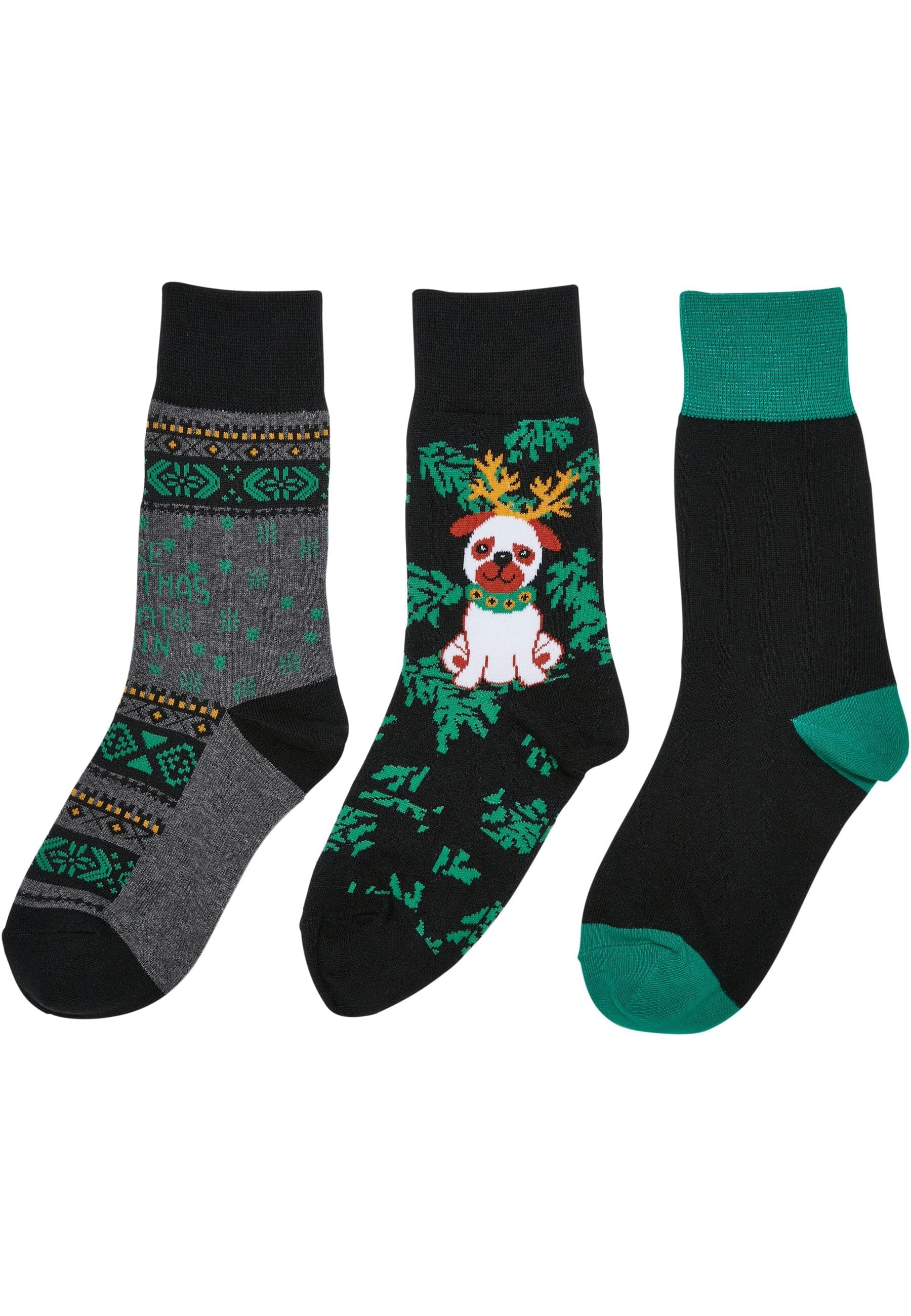 Basicsocken »Urban Classics Unisex Christmas Dog Socks Kids 3-Pack«, (1 Paar)