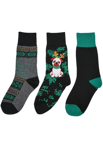 Basicsocken »Urban Classics Unisex Christmas Dog Socks Kids 3-Pack«, (1 Paar)