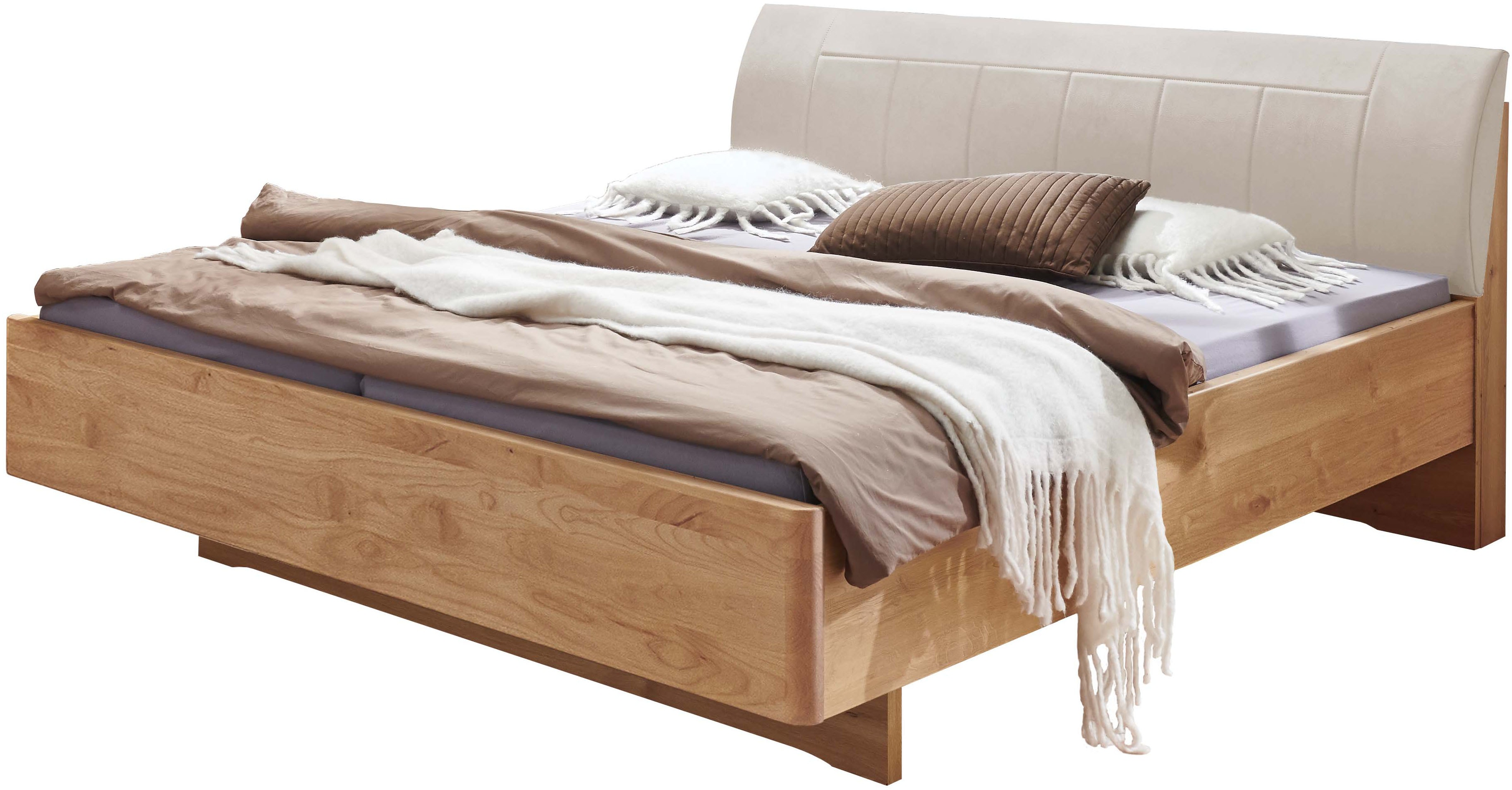 WIEMANN "Cardiff, Bettgestell, Bettrahmen, teilmassiv, mit Polsterkopfteil" Belastbarkeit 110/220 Kg, 4-fache höhenverstellbar, MADE IN GERMANY, Fußteil aus Massivholz, verschiedene Größen