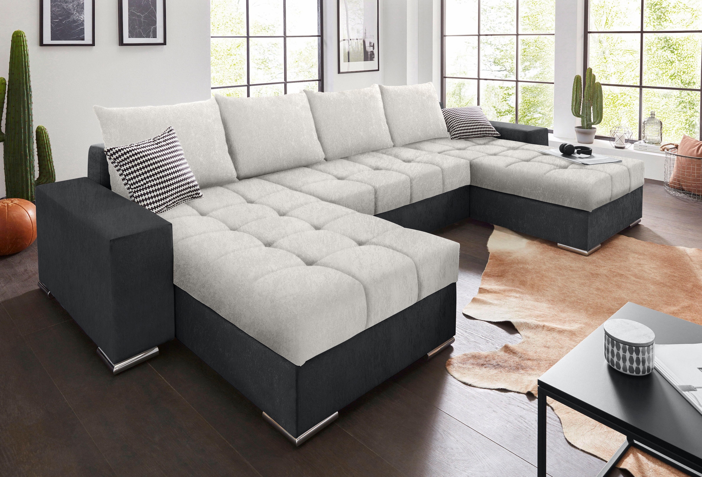 COLLECTION AB Wohnlandschaft "Josy XL U-Form, Breite: 313 cm" Schlaffunktion, Bettkasten & 2 Zierkissen, Federkern