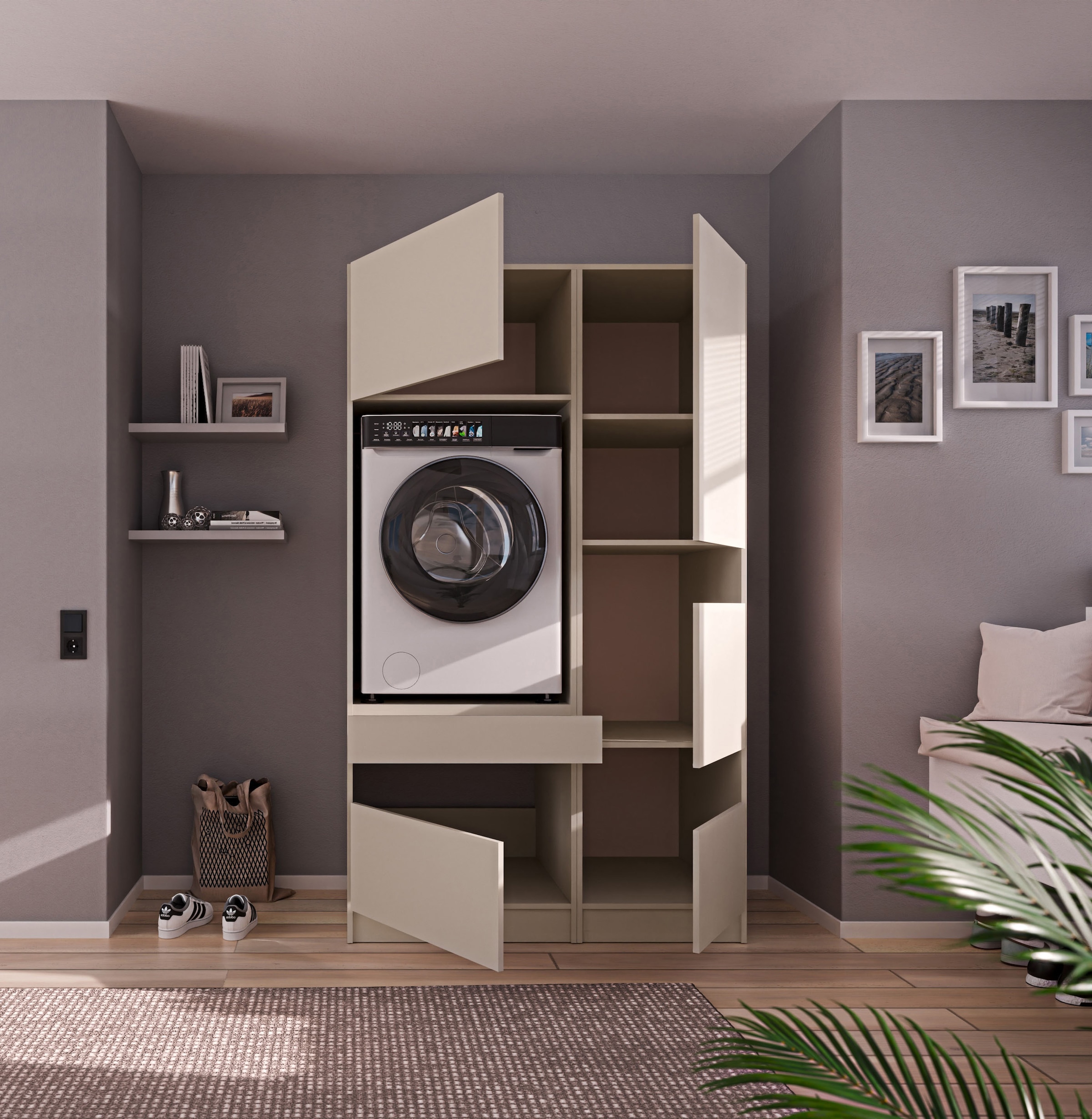BASIC by Balculina Mehrzweckschrank-Set »Washhome B/T/H 118x68x200 cm« 2 Stk. tlg.