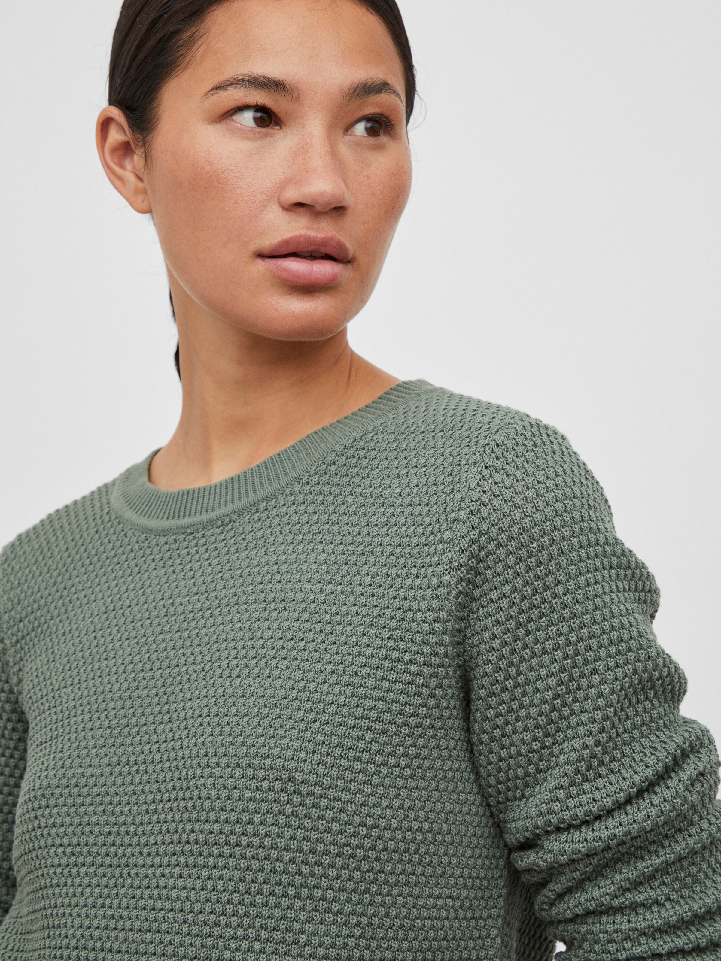 Thumbnail - Vila Rundhalspullover "VIDALO O-NECK L/S KNIT TOP- NOOS" Baumwolle, regular fit